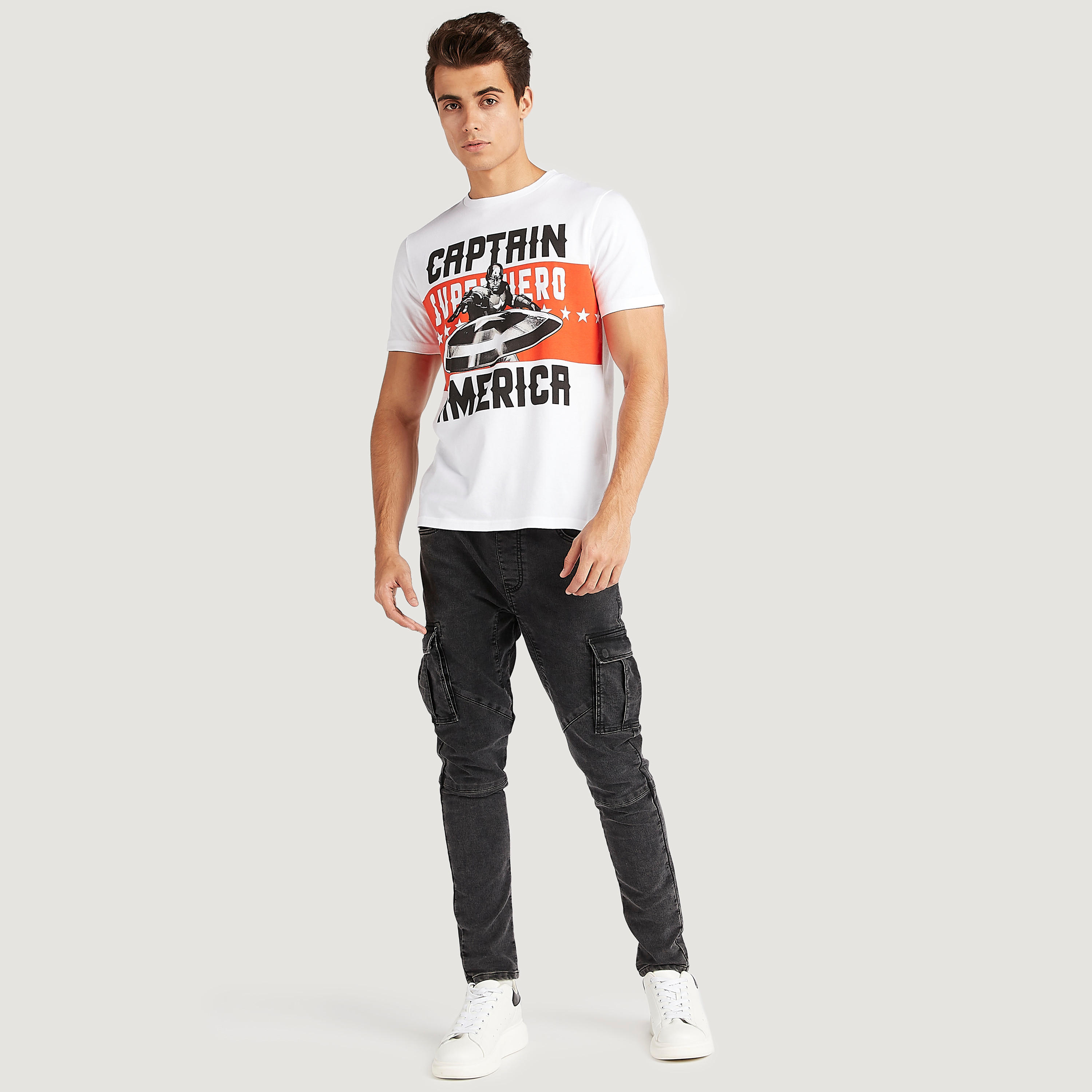 Captain America Print T-shirt with Short Sleeves-men-clothing-tshirtsandpolos-tshirts-image-2