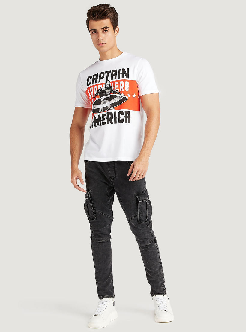 Captain America Print T-shirt with Short Sleeves-men-clothing-tshirtsandpolos-tshirts-image-2