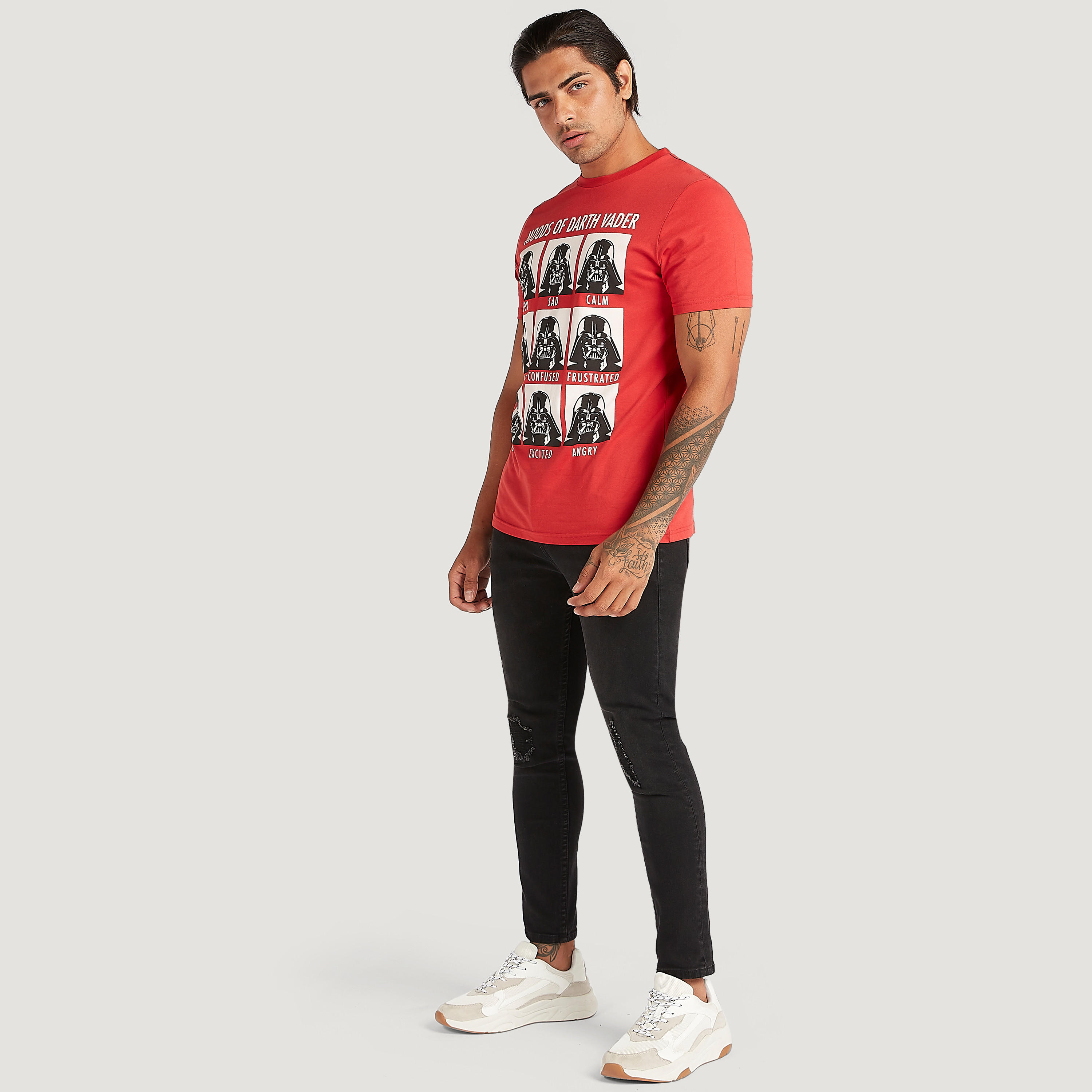 Darth Vader Print Crew Neck T-shirt with Short Sleeves-men-clothing-tshirtsandpolos-tshirts-image-2