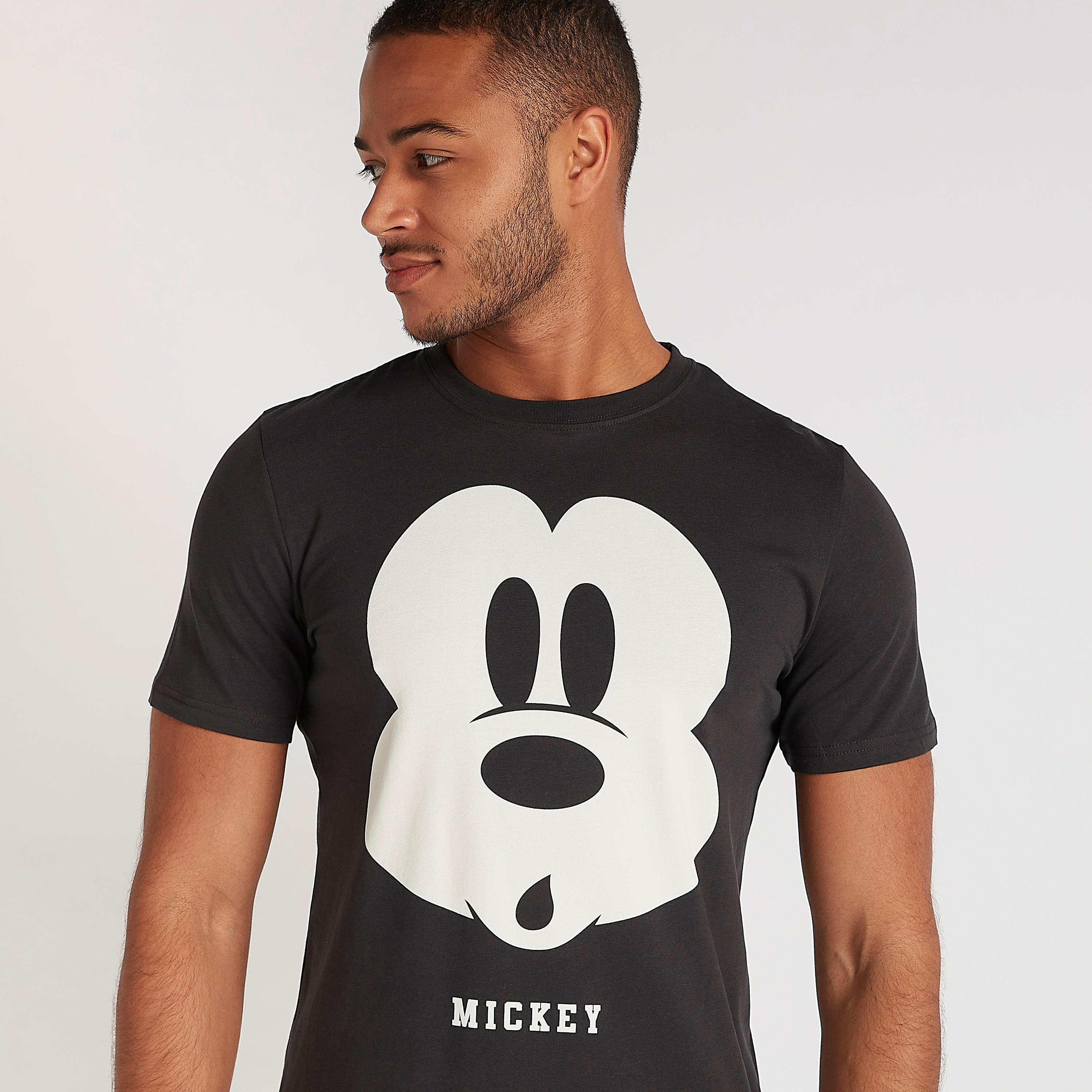 Mickey Mouse Print Crew Neck T-shirt with Short Sleeves-men-clothing-tshirtsandpolos-tshirts-image-3