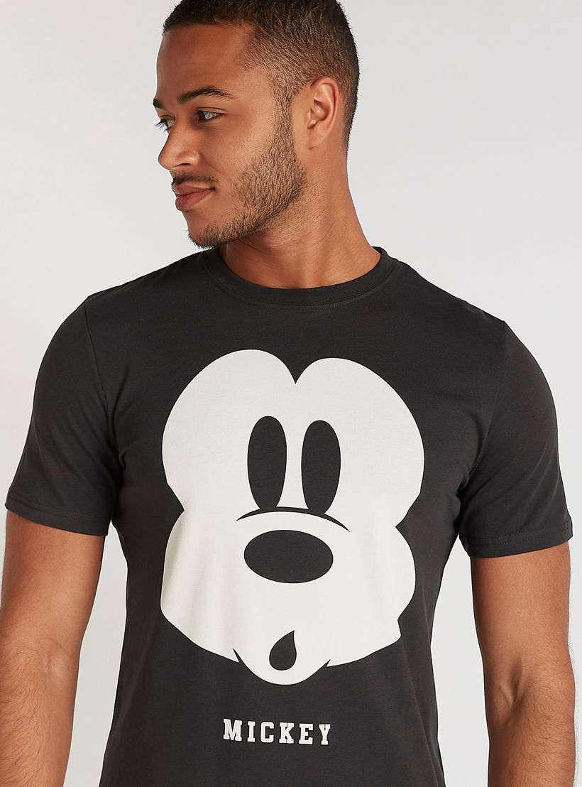 Mickey Mouse Print Crew Neck T-shirt with Short Sleeves-men-clothing-tshirtsandpolos-tshirts-image-3