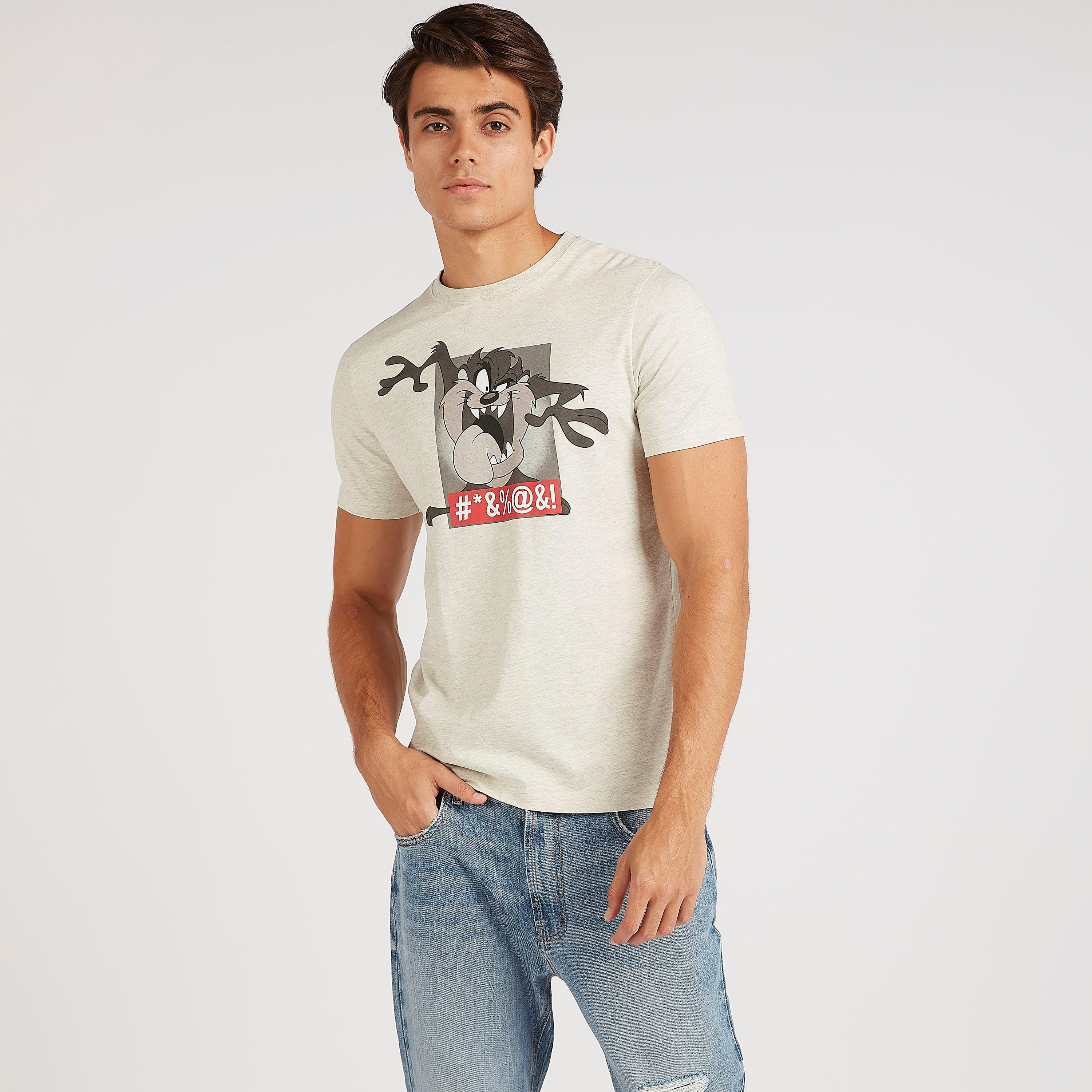 Graphic Print Crew Neck T-shirt with Short Sleeves-men-clothing-tshirtsandpolos-tshirts-image-1