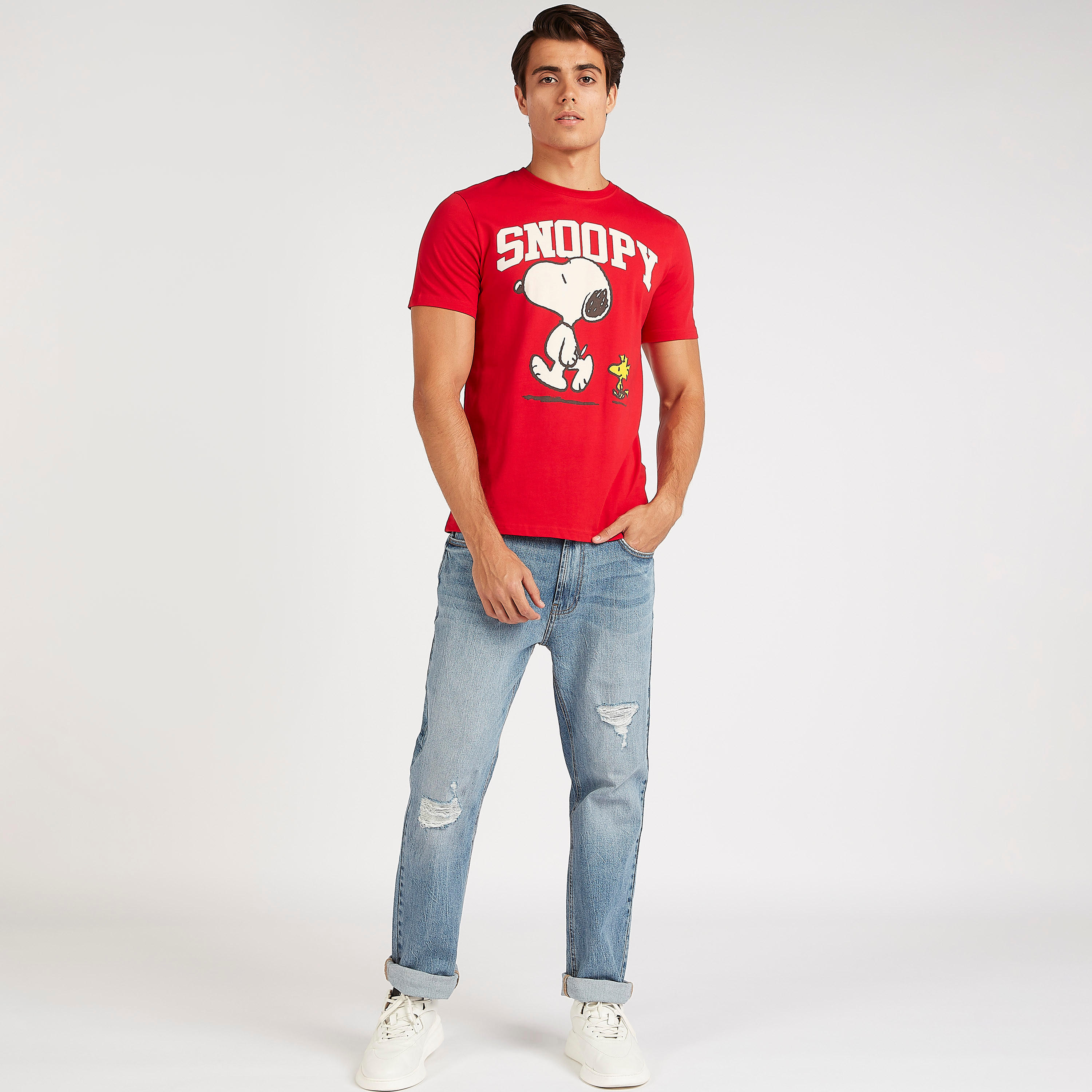 Graphic Print Crew Neck T-shirt with Short Sleeves-men-clothing-tshirtsandpolos-tshirts-image-2