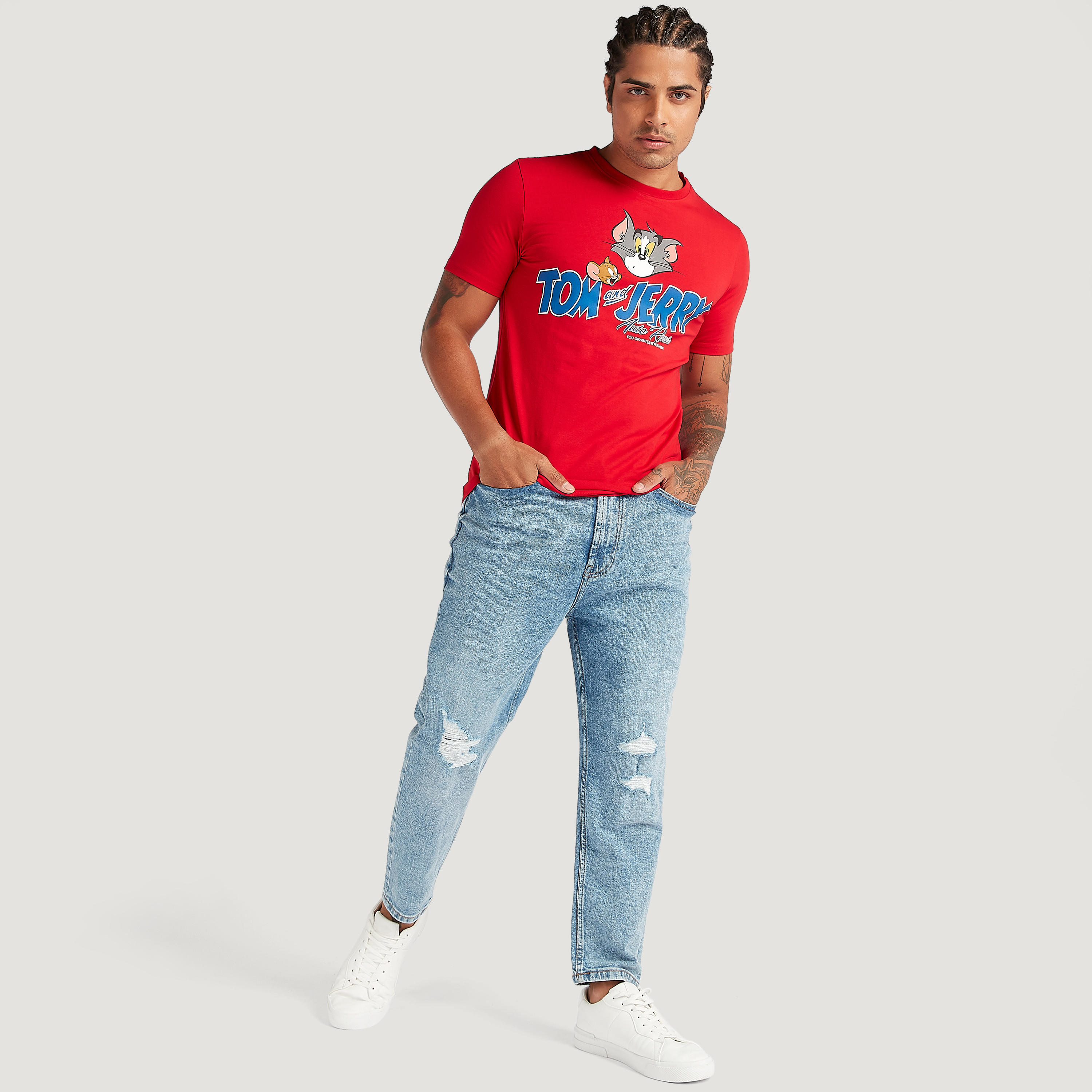 تيشيرت بأكمام قصيرة وطبعات توم أند جيري-men-clothing-tshirtsandpolos-tshirts-image-1