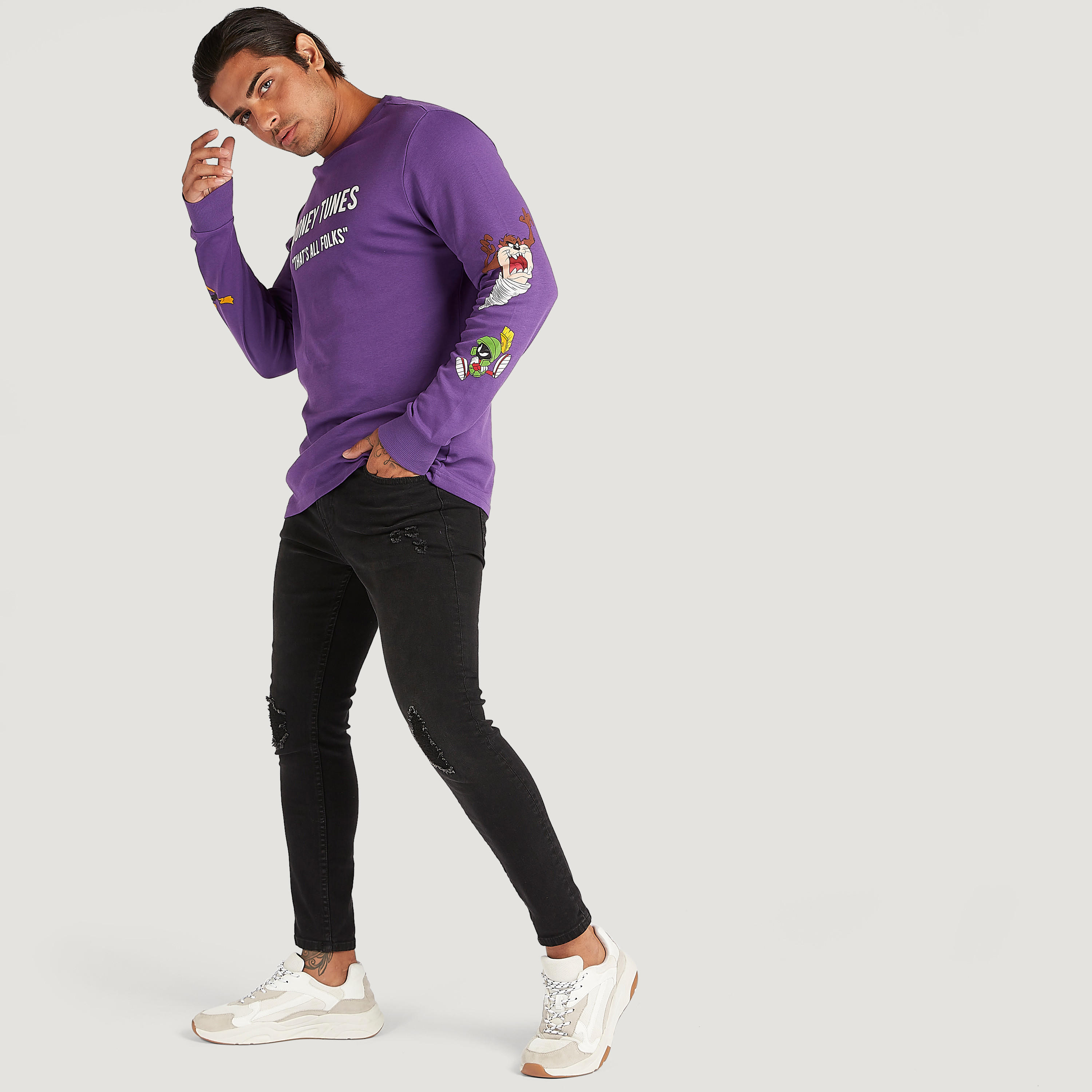 Printed Crew Neck Sweatshirt with Long Sleeves-men-winterwear-hoodiesandsweatshirts-image-2