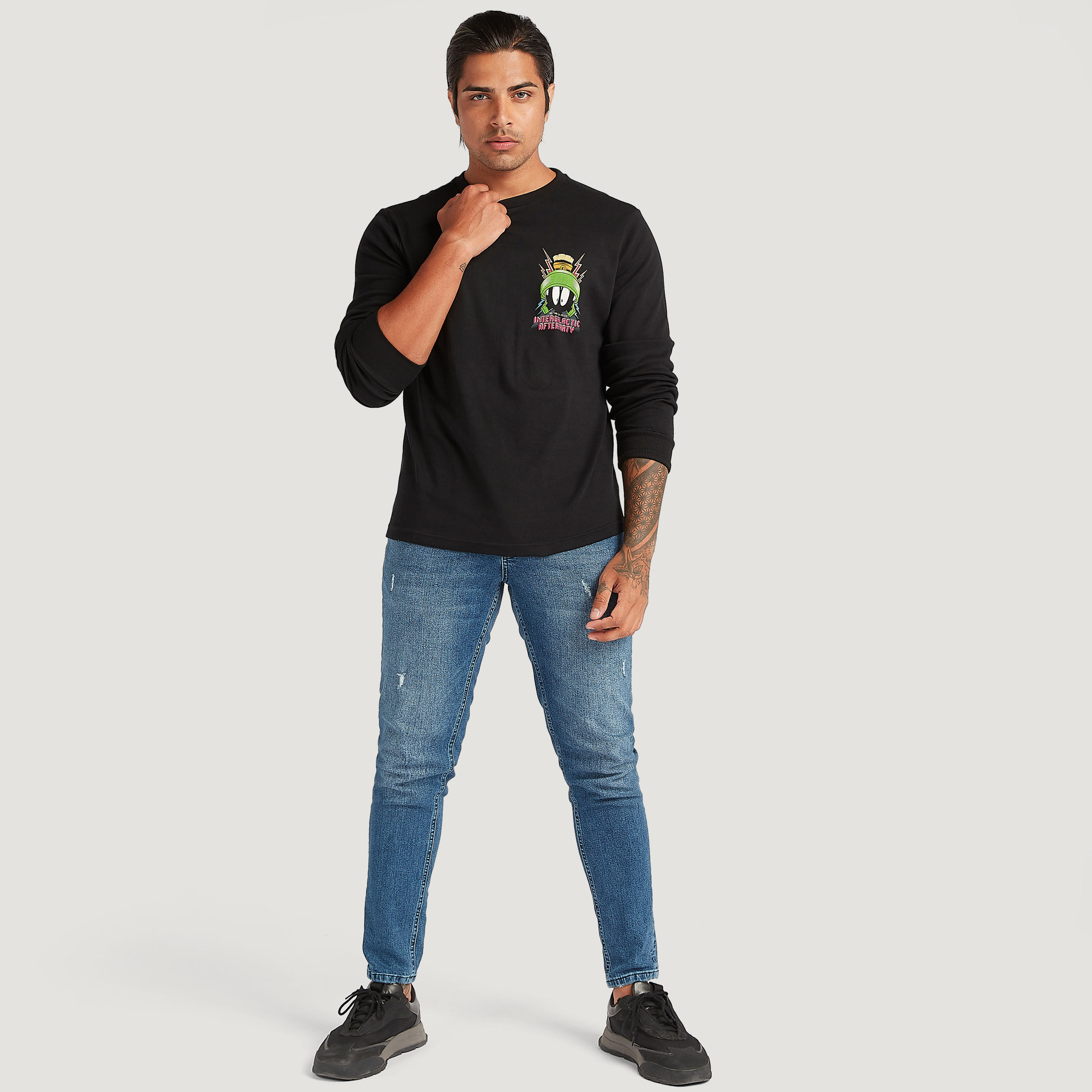 Printed Crew Neck Sweatshirt with Long Sleeves-men-winterwear-hoodiesandsweatshirts-image-2