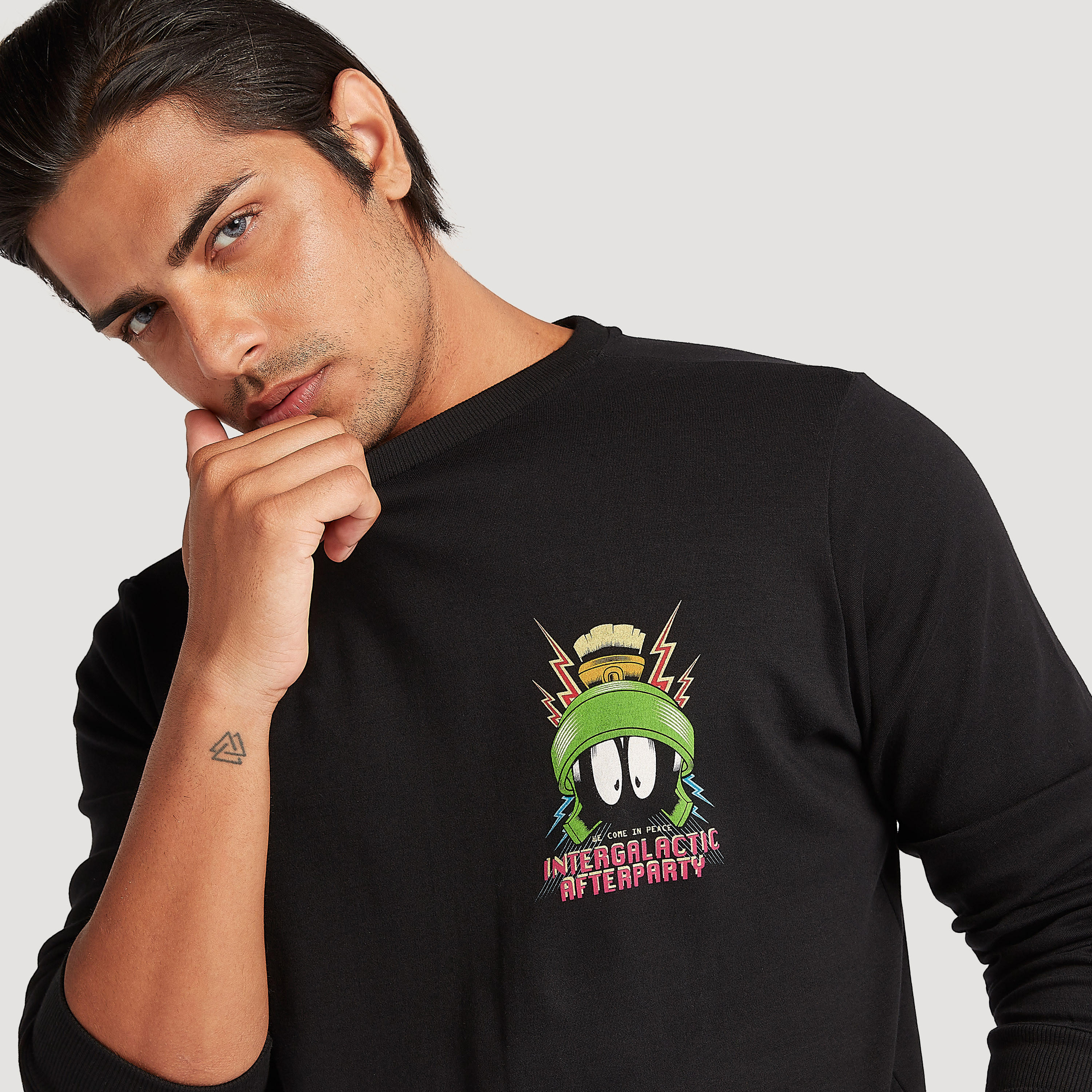 Printed Crew Neck Sweatshirt with Long Sleeves-men-winterwear-hoodiesandsweatshirts-image-3