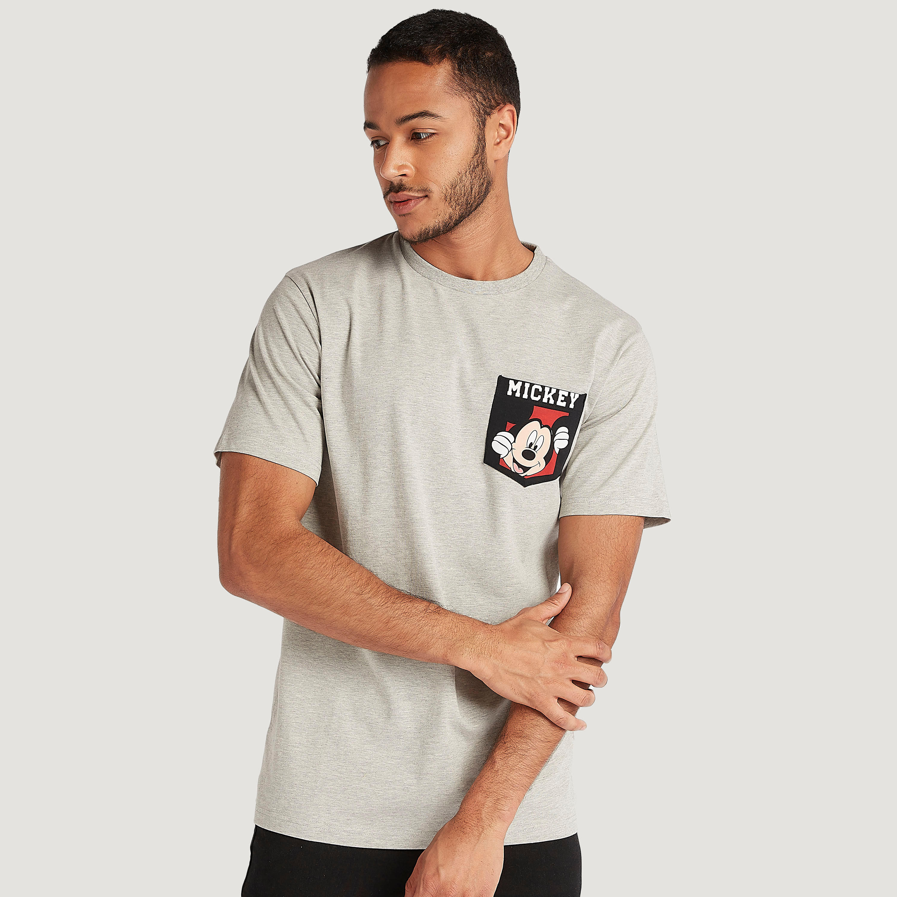 Mickey Mouse Print T-shirt with Short Sleeves-men-clothing-tshirtsandpolos-tshirts-image-1