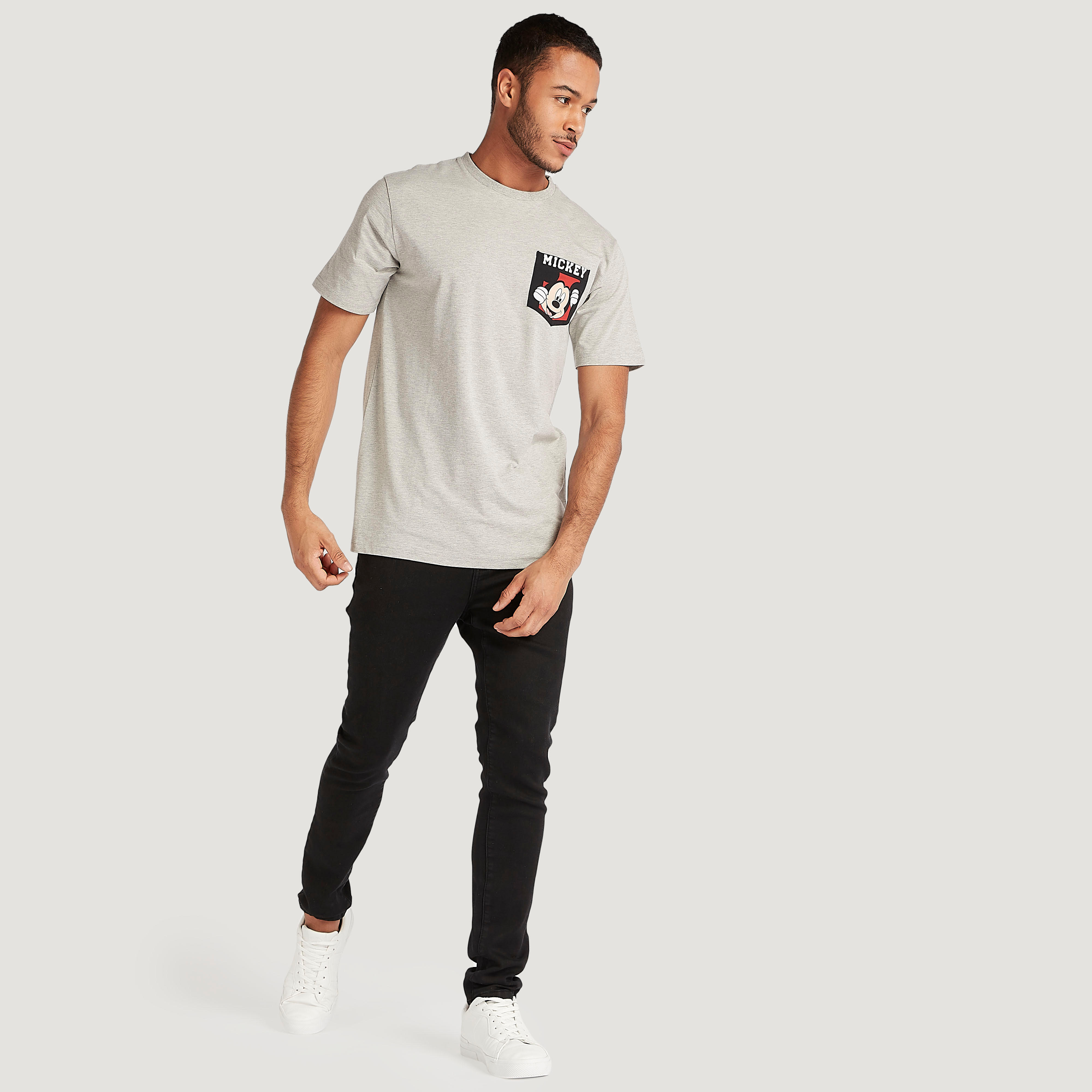 Mickey Mouse Print T-shirt with Short Sleeves-men-clothing-tshirtsandpolos-tshirts-image-2