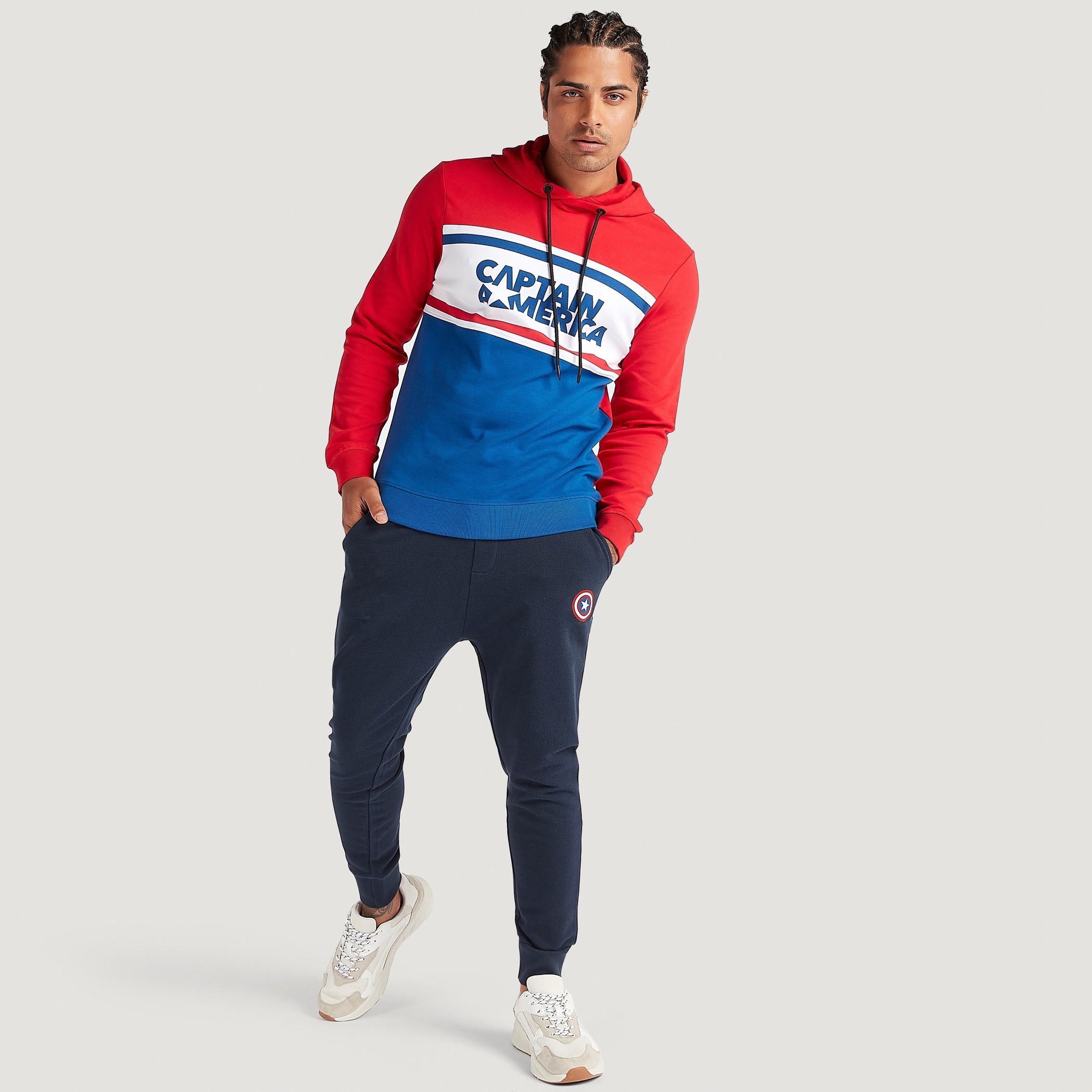 هودي بأكمام طويلة وطبعات كابتن أمريكا-men-winterwear-hoodiesandsweatshirts-image-2