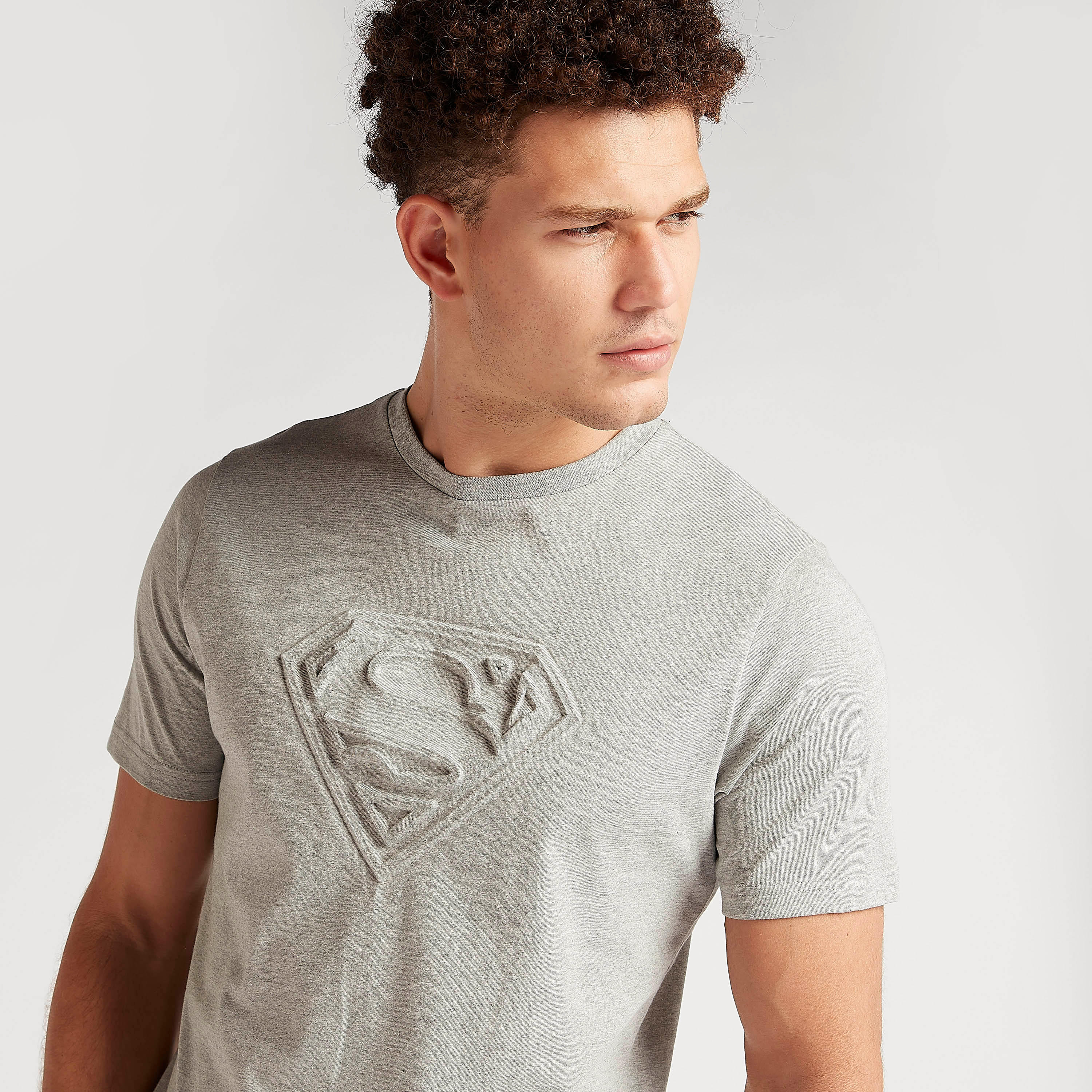 Superman Logo Embossed T-shirt with Short Sleeves-men-clothing-tshirtsandpolos-tshirts-image-3