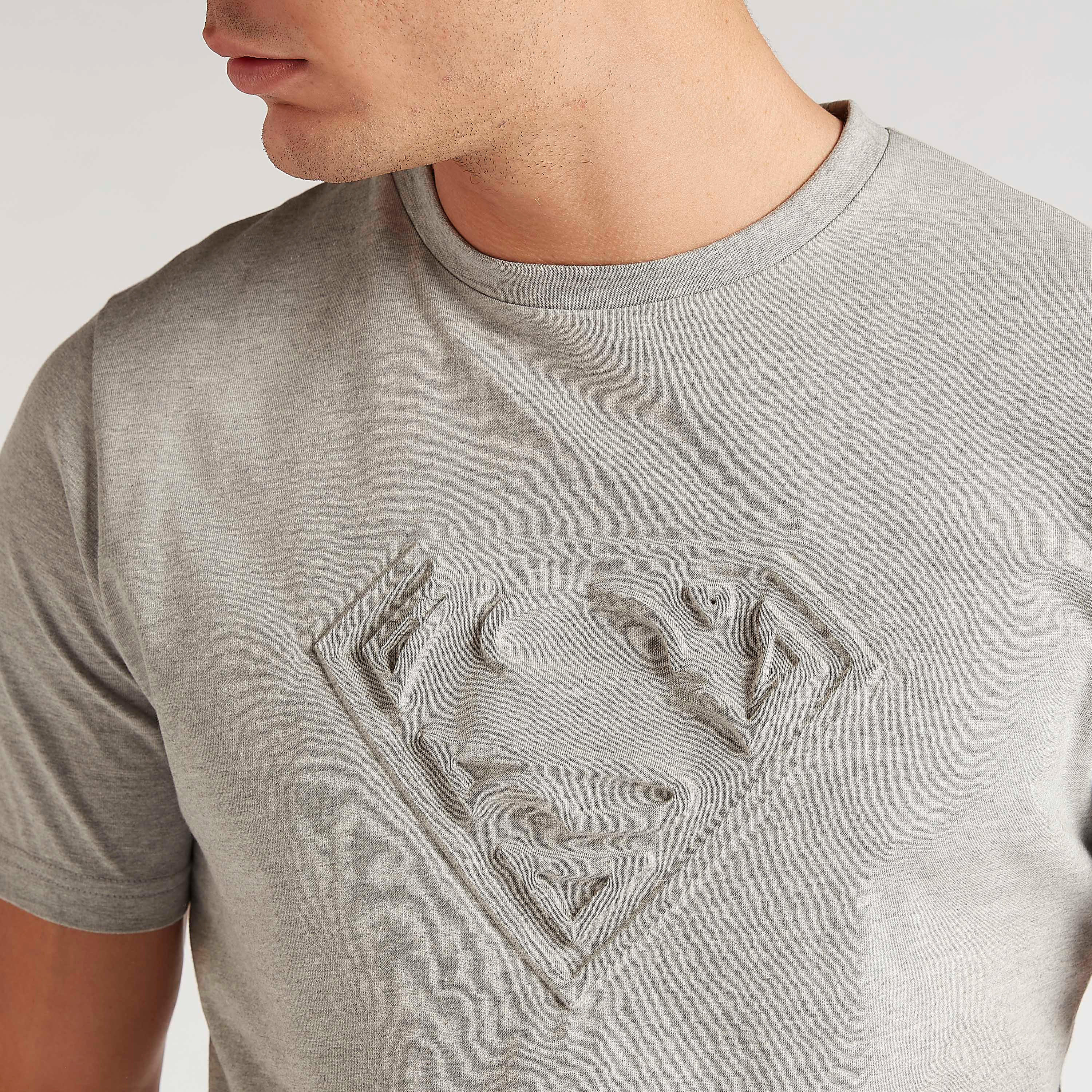 Superman Logo Embossed T-shirt with Short Sleeves-men-clothing-tshirtsandpolos-tshirts-image-5