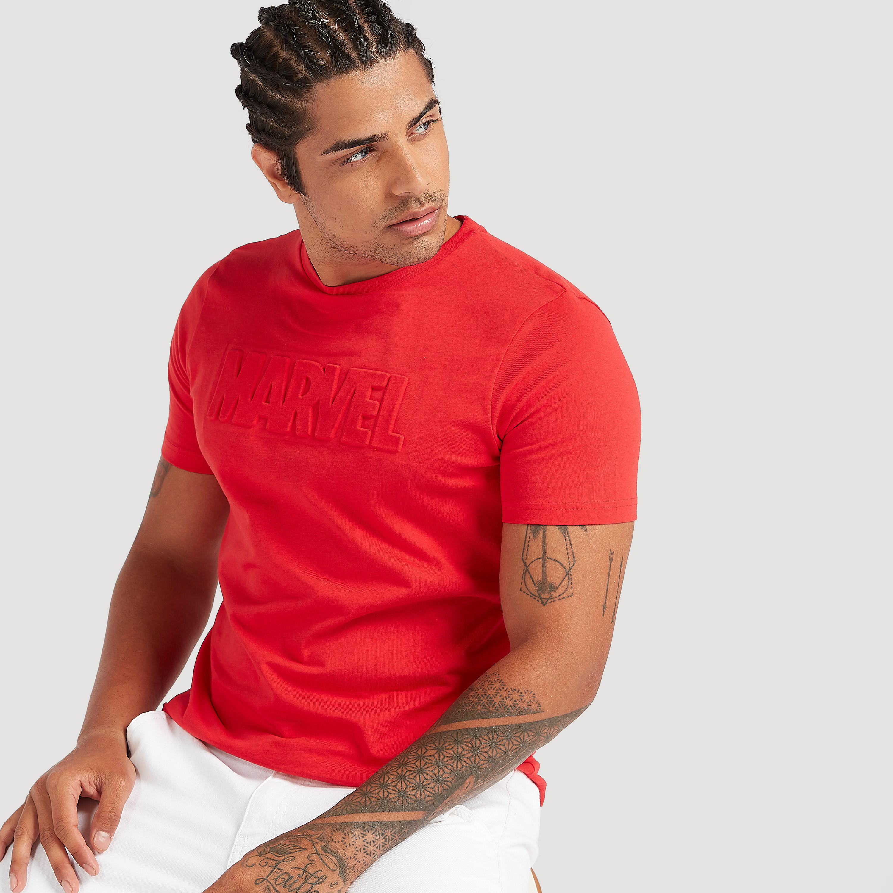 Marvel Print Crew Neck T-shirt with Short Sleeves-men-clothing-tshirtsandpolos-tshirts-image-1