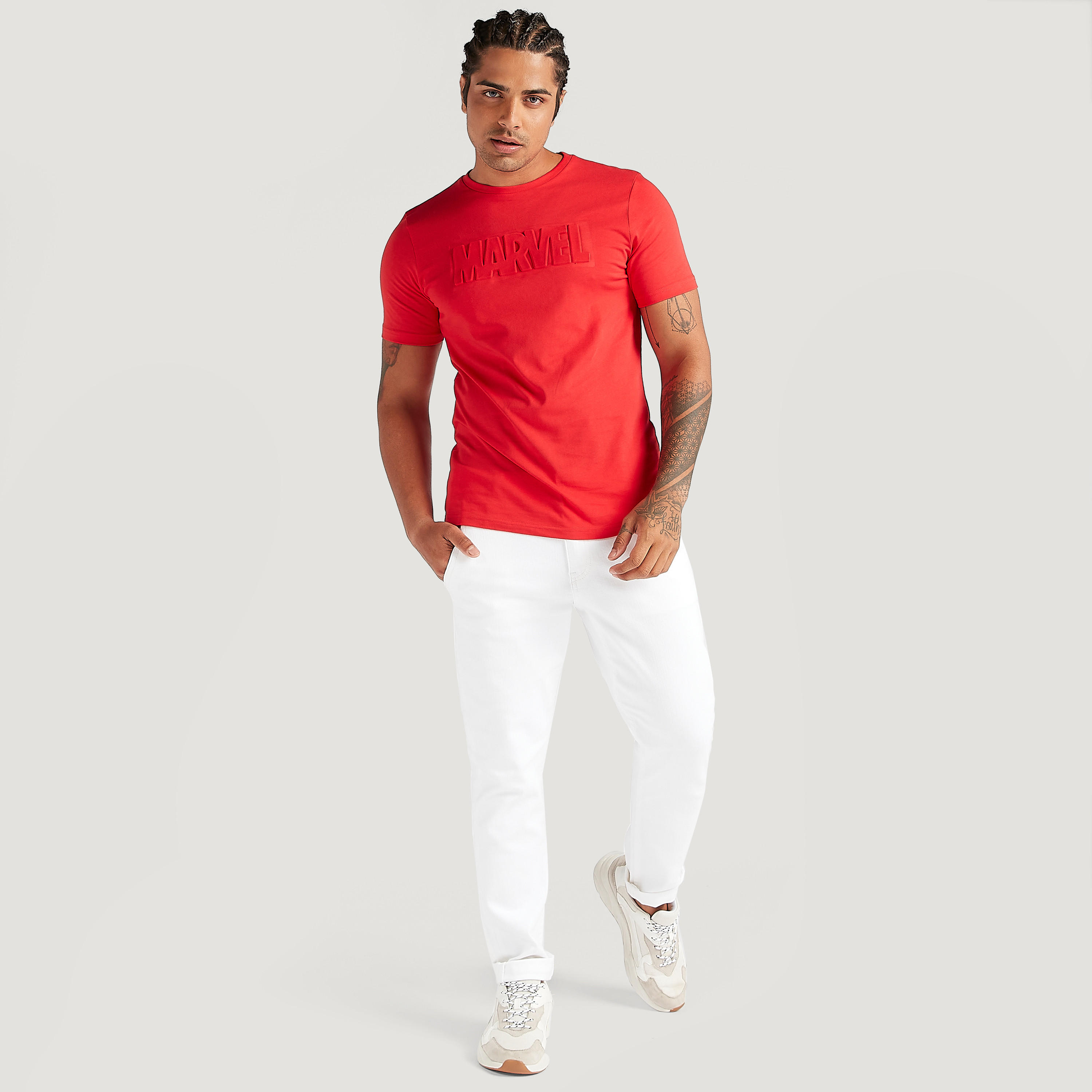 Marvel Print Crew Neck T-shirt with Short Sleeves-men-clothing-tshirtsandpolos-tshirts-image-2