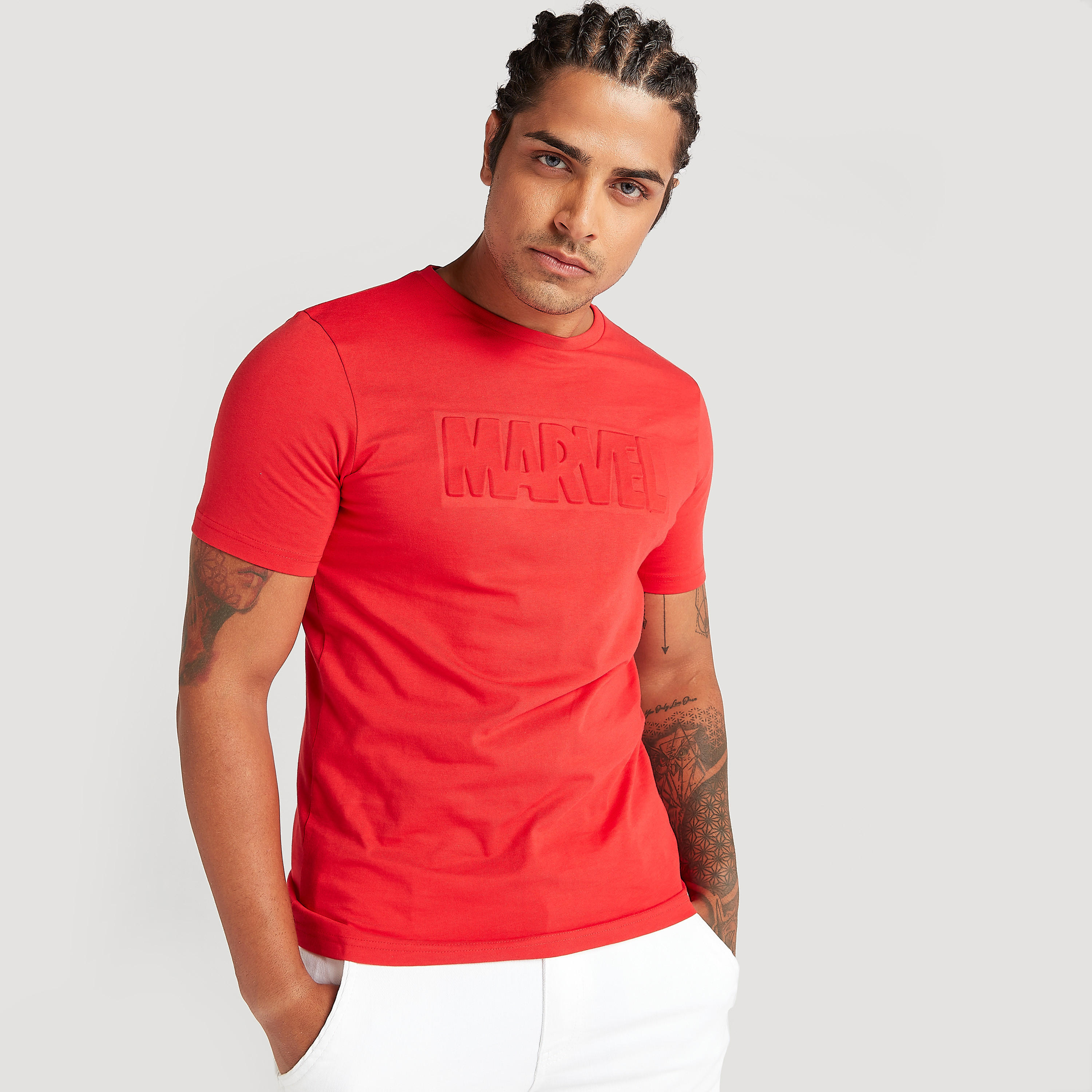 Marvel Print Crew Neck T-shirt with Short Sleeves-men-clothing-tshirtsandpolos-tshirts-image-5