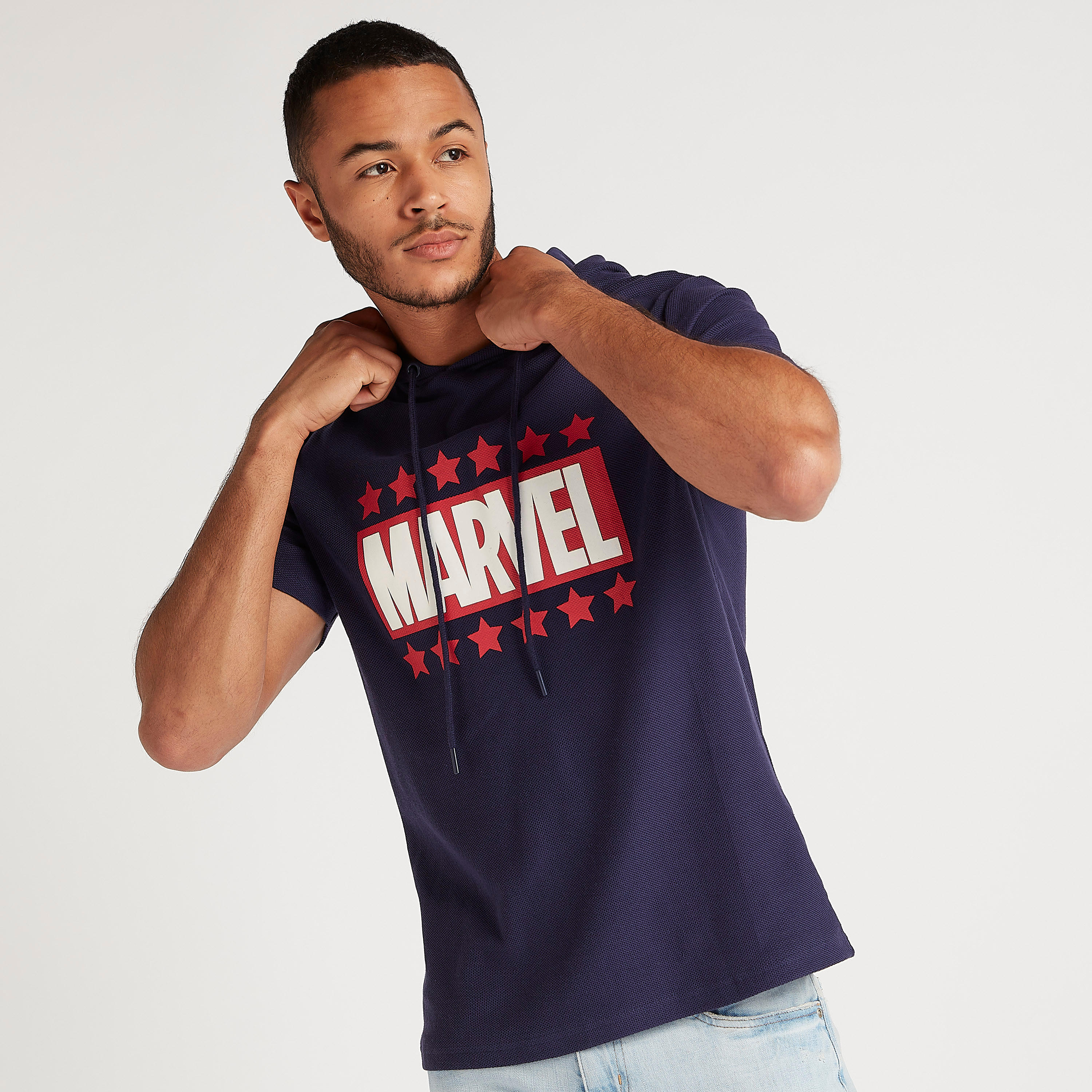 Marvel Print Hooded T-shirt with Short Sleeves-men-clothing-tshirtsandpolos-tshirts-image-1