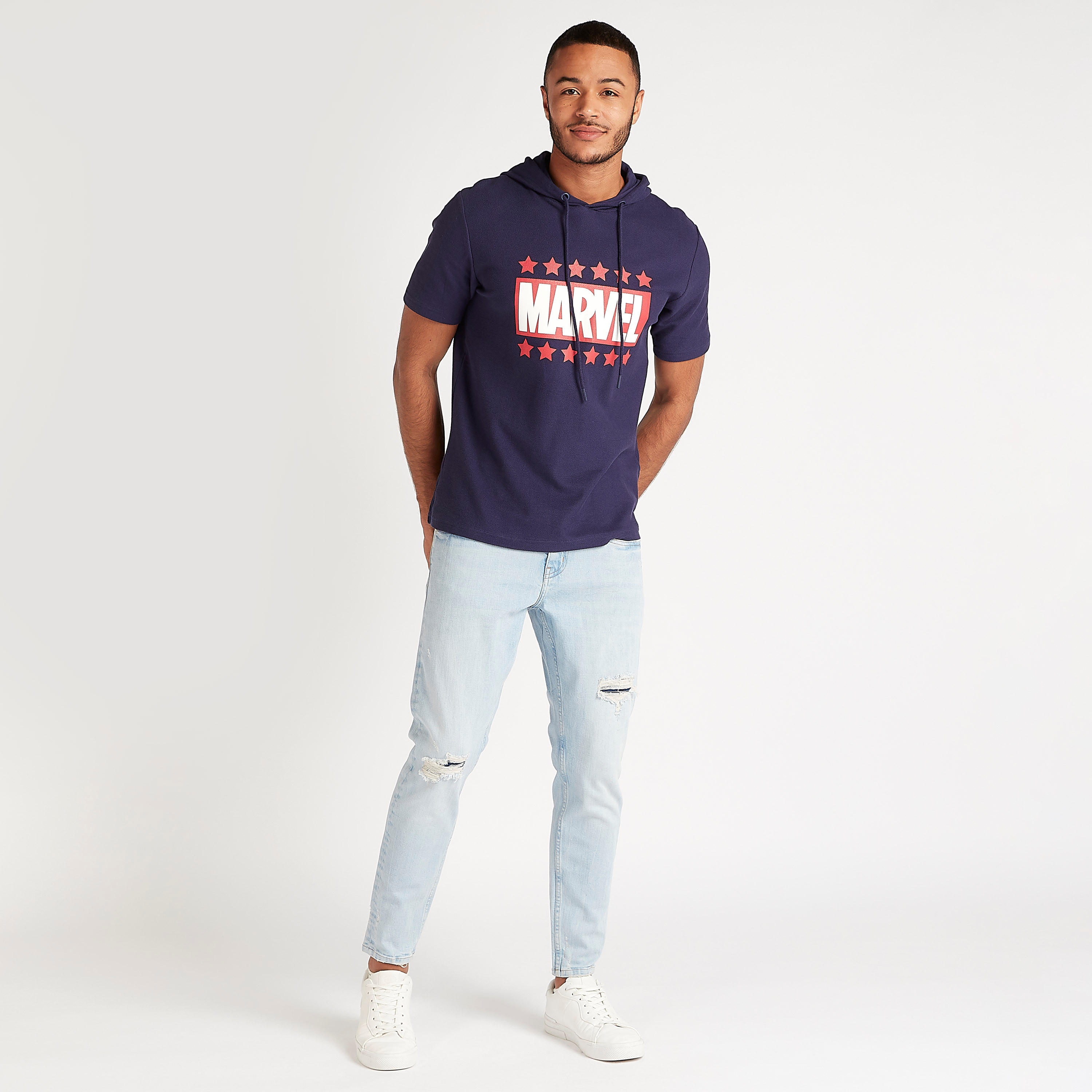 Marvel Print Hooded T-shirt with Short Sleeves-men-clothing-tshirtsandpolos-tshirts-image-2