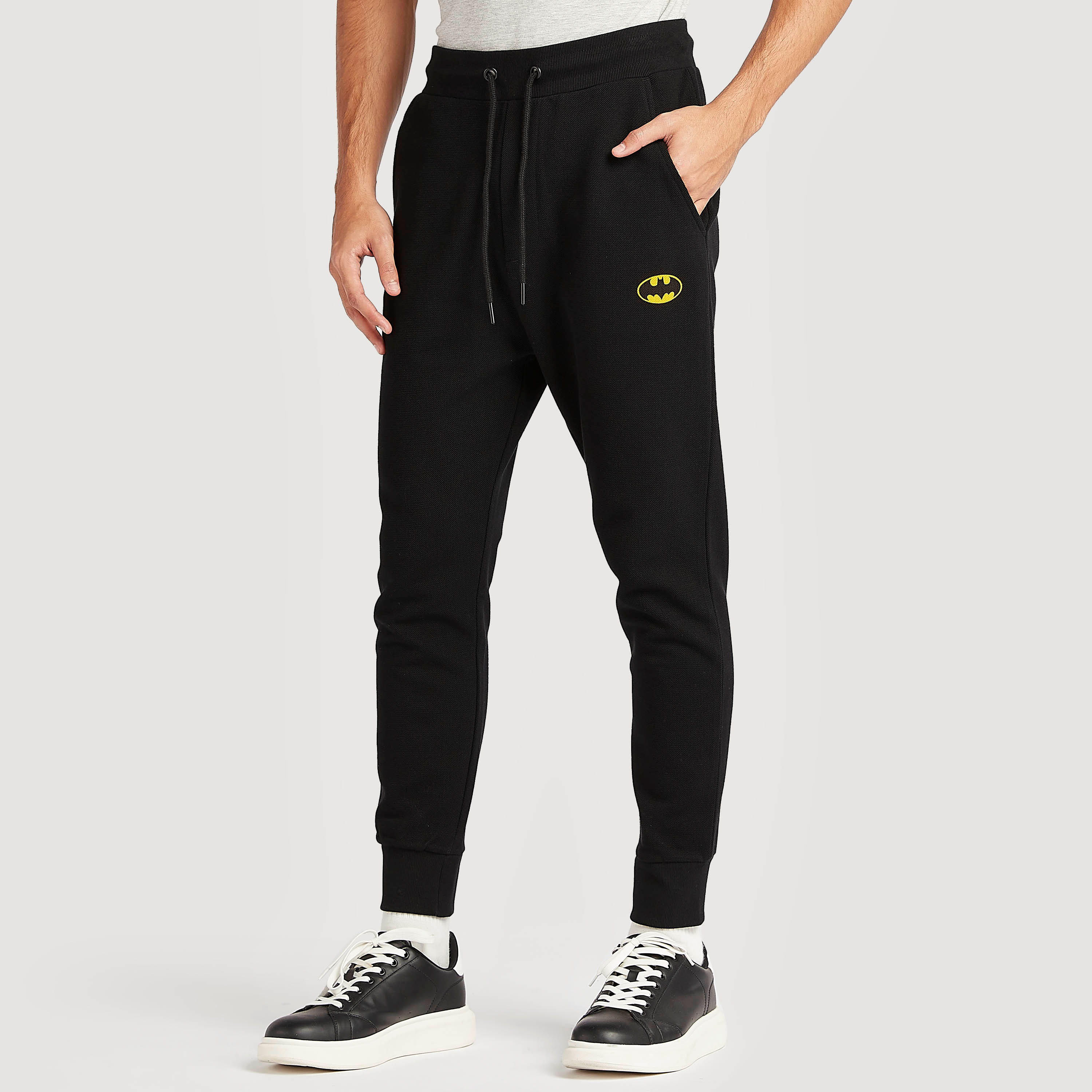 Batman Logo Print Joggers with Drawstring Closure-men-clothing-bottoms-joggers-image-1