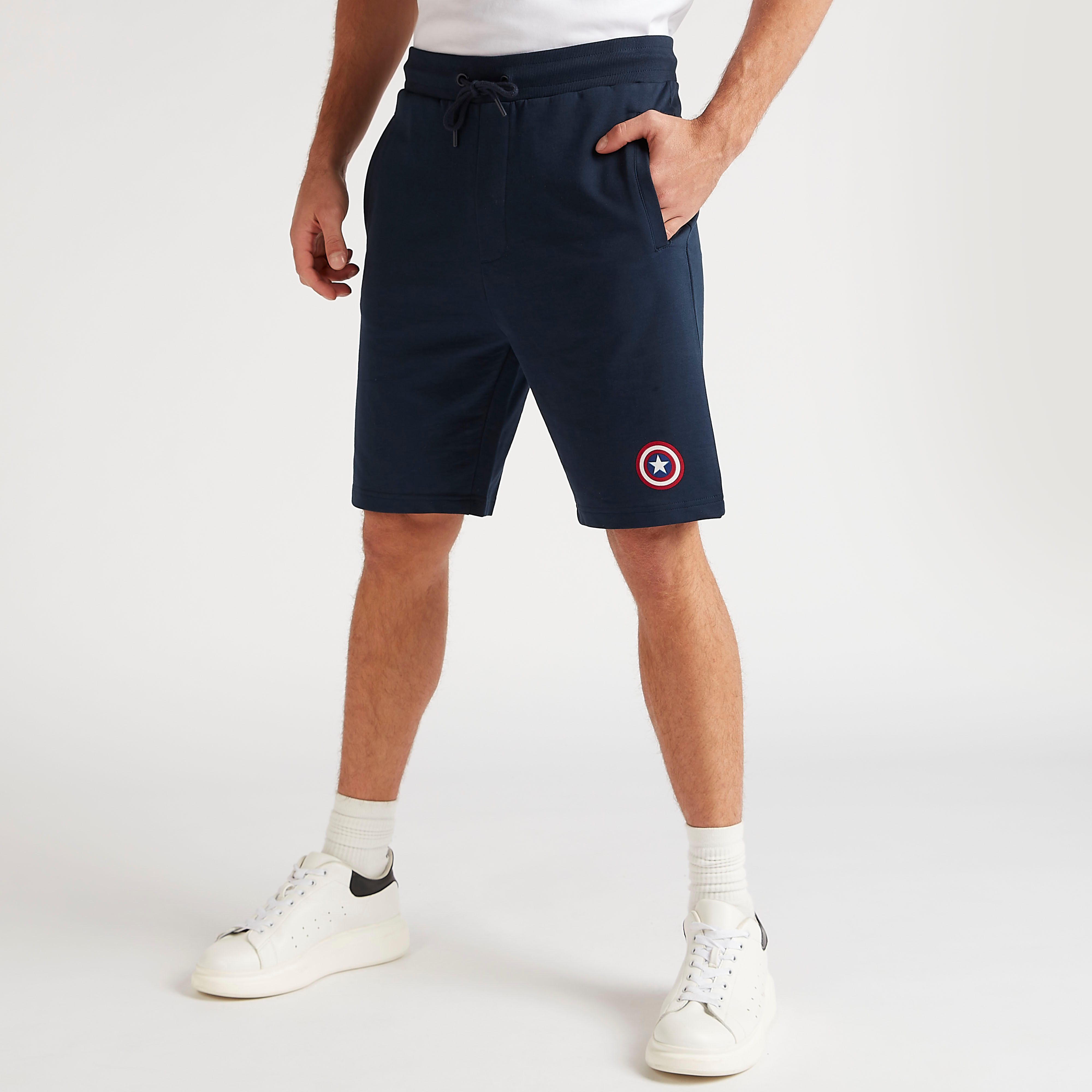 شورت برباط إغلاق وطبعات كابتن أمريكا-men-clothing-bottoms-shorts-image-1