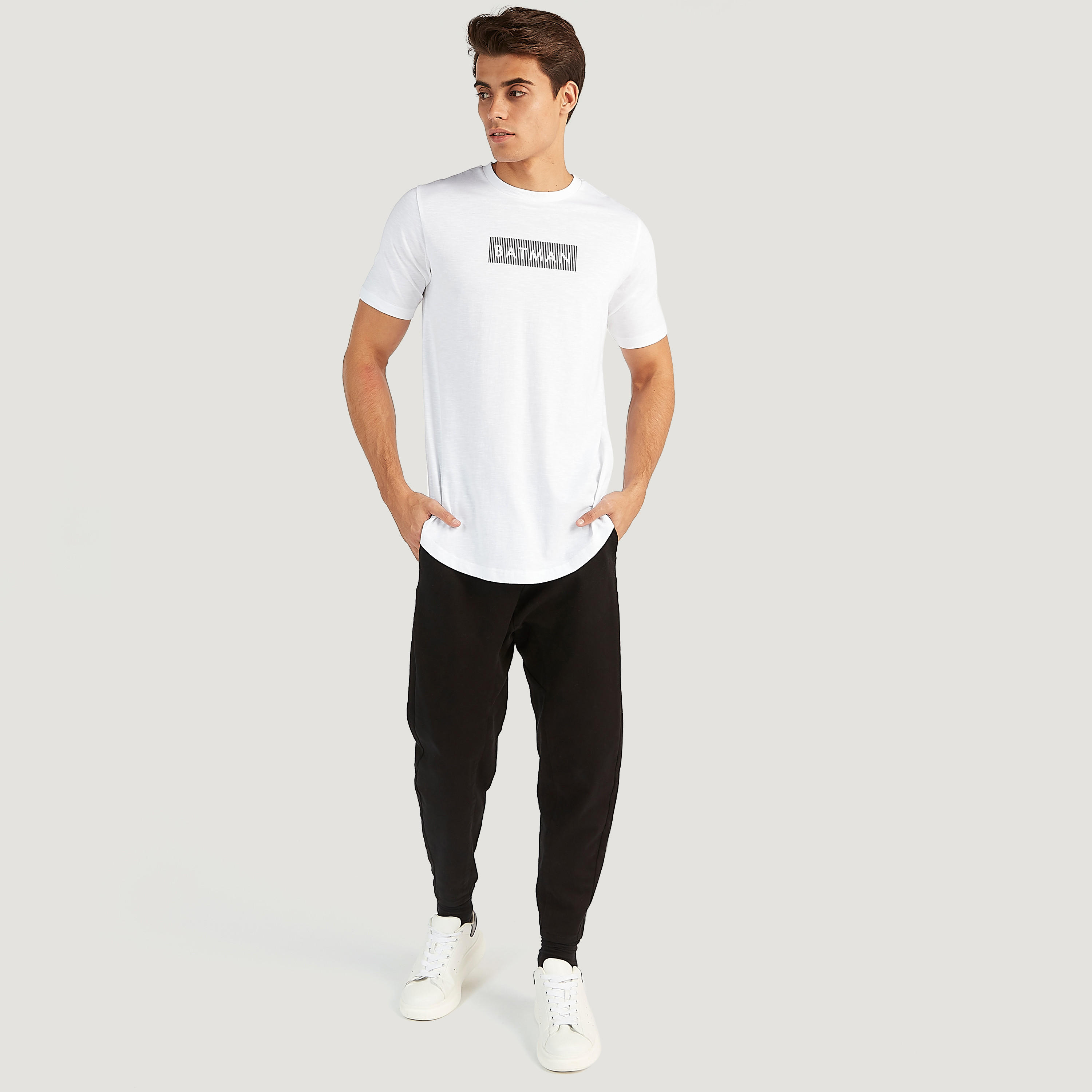 Batman Print Crew Neck T-shirt with Short Sleeves-men-clothing-tshirtsandpolos-tshirts-image-2