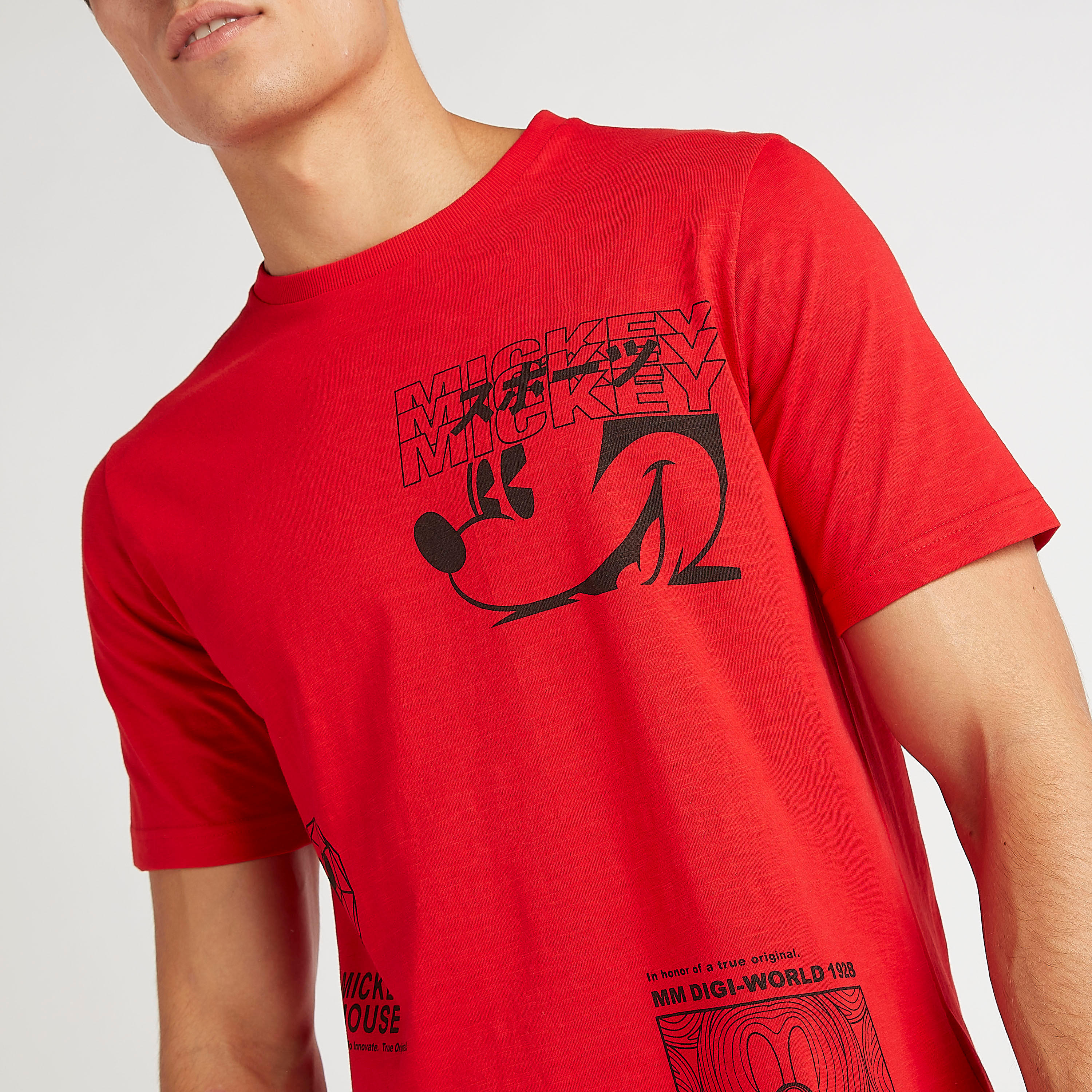 Mickey Mouse Print T-shirt with Short Sleeves-men-clothing-tshirtsandpolos-tshirts-image-3