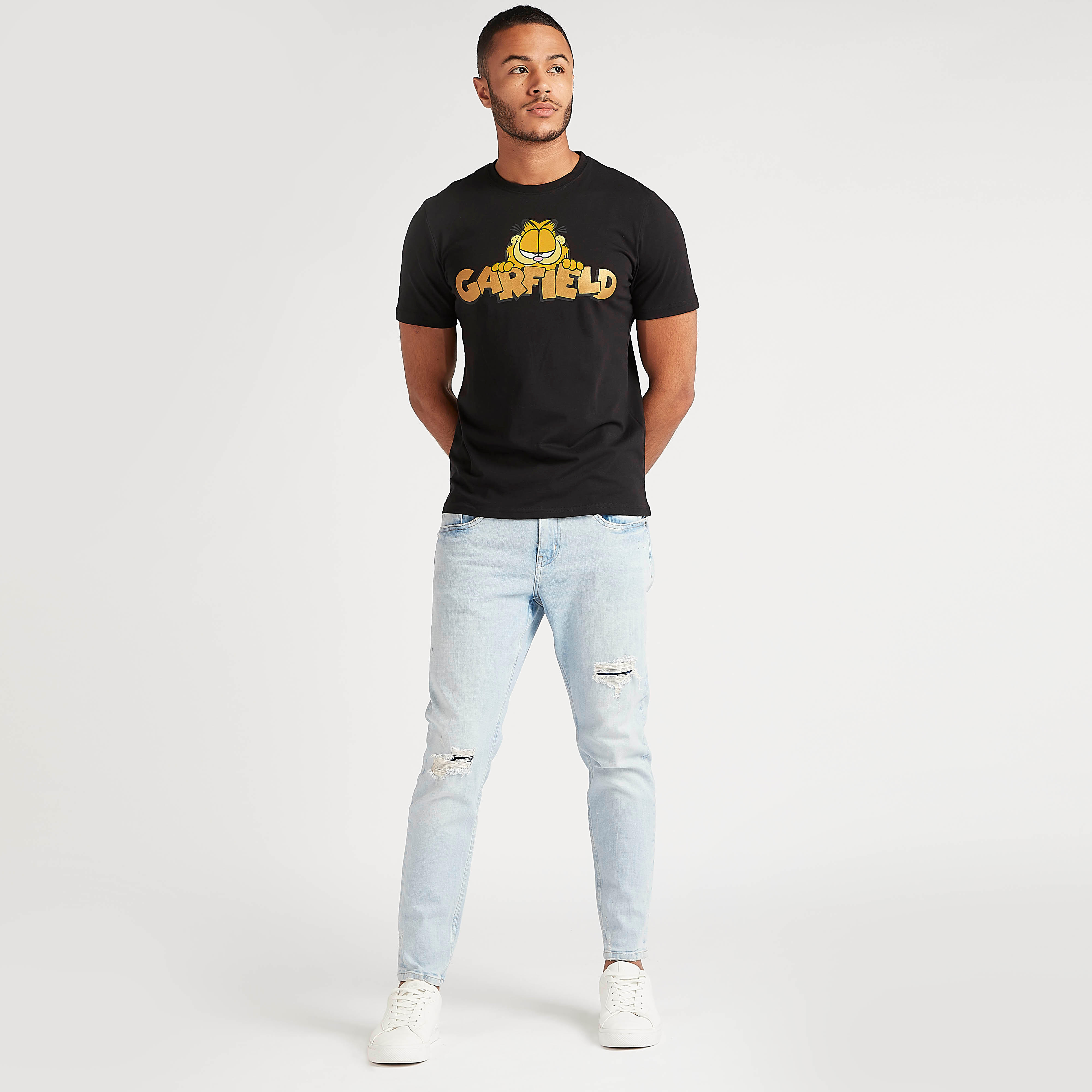 Garfield Print Crew Neck T-shirt with Short Sleeves-men-clothing-tshirtsandpolos-tshirts-image-2