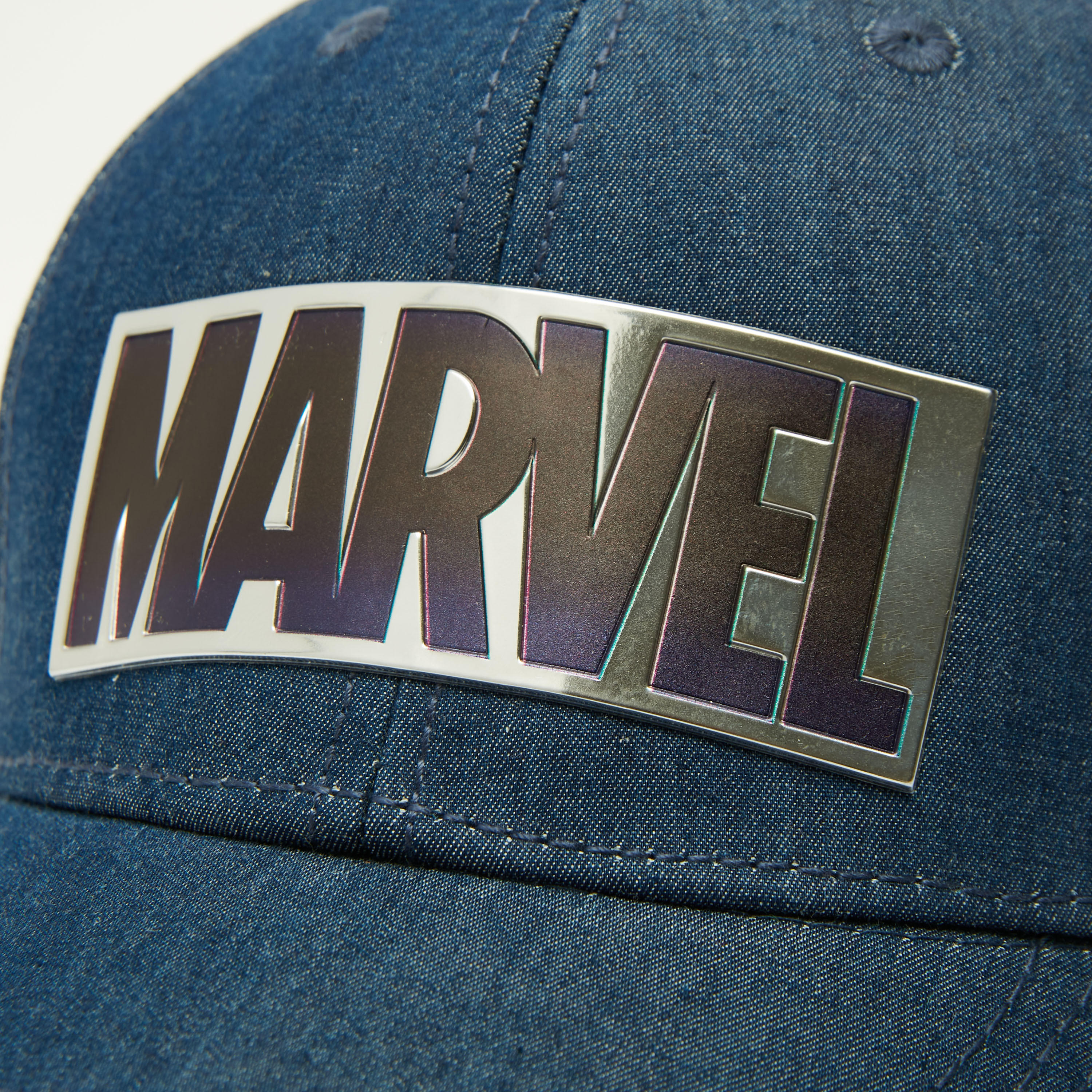Embossed Marvel Logo Cap with Plate Buckle Closure-men-caps-image-3