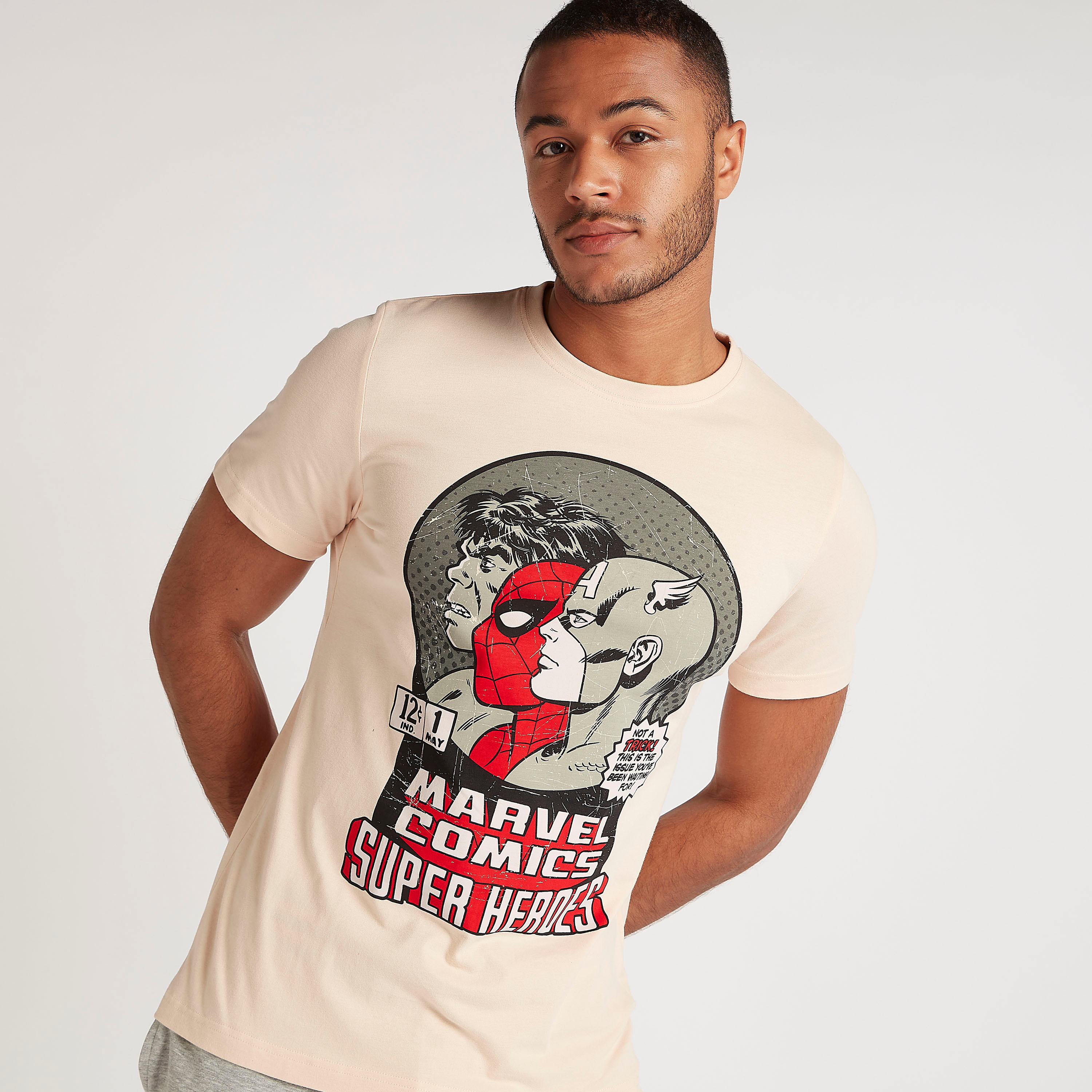 Marvel Comics Super Heroes Print T-shirt with Crew Neck-men-clothing-tshirtsandpolos-tshirts-image-1