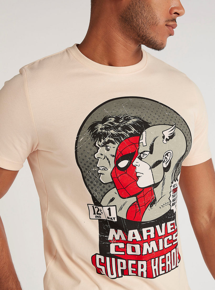 Marvel Comics Super Heroes Print T-shirt with Crew Neck-men-clothing-tshirtsandpolos-tshirts-image-3
