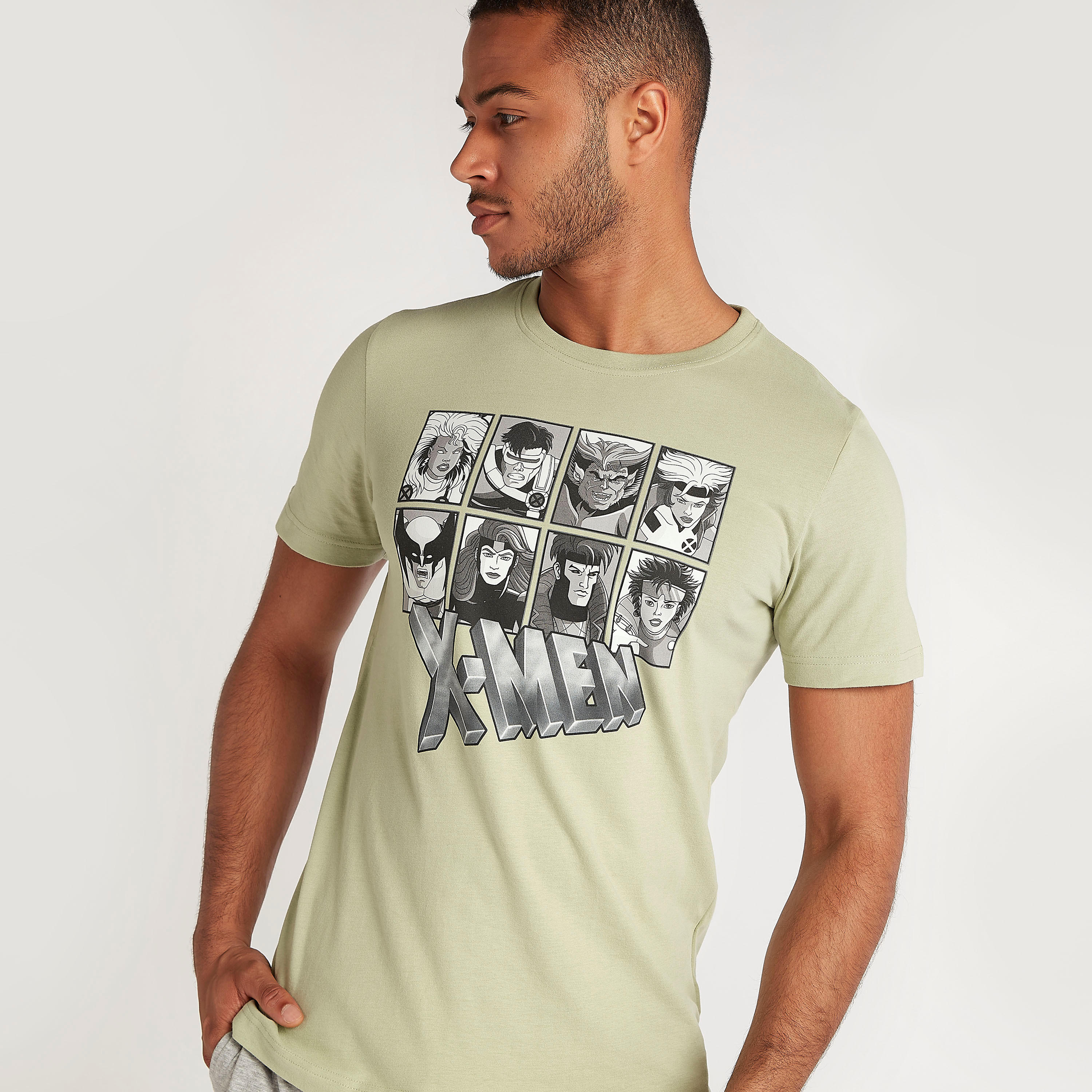 X-Men Print Crew Neck T-shirt with Short Sleeves-men-clothing-tshirtsandpolos-tshirts-image-1