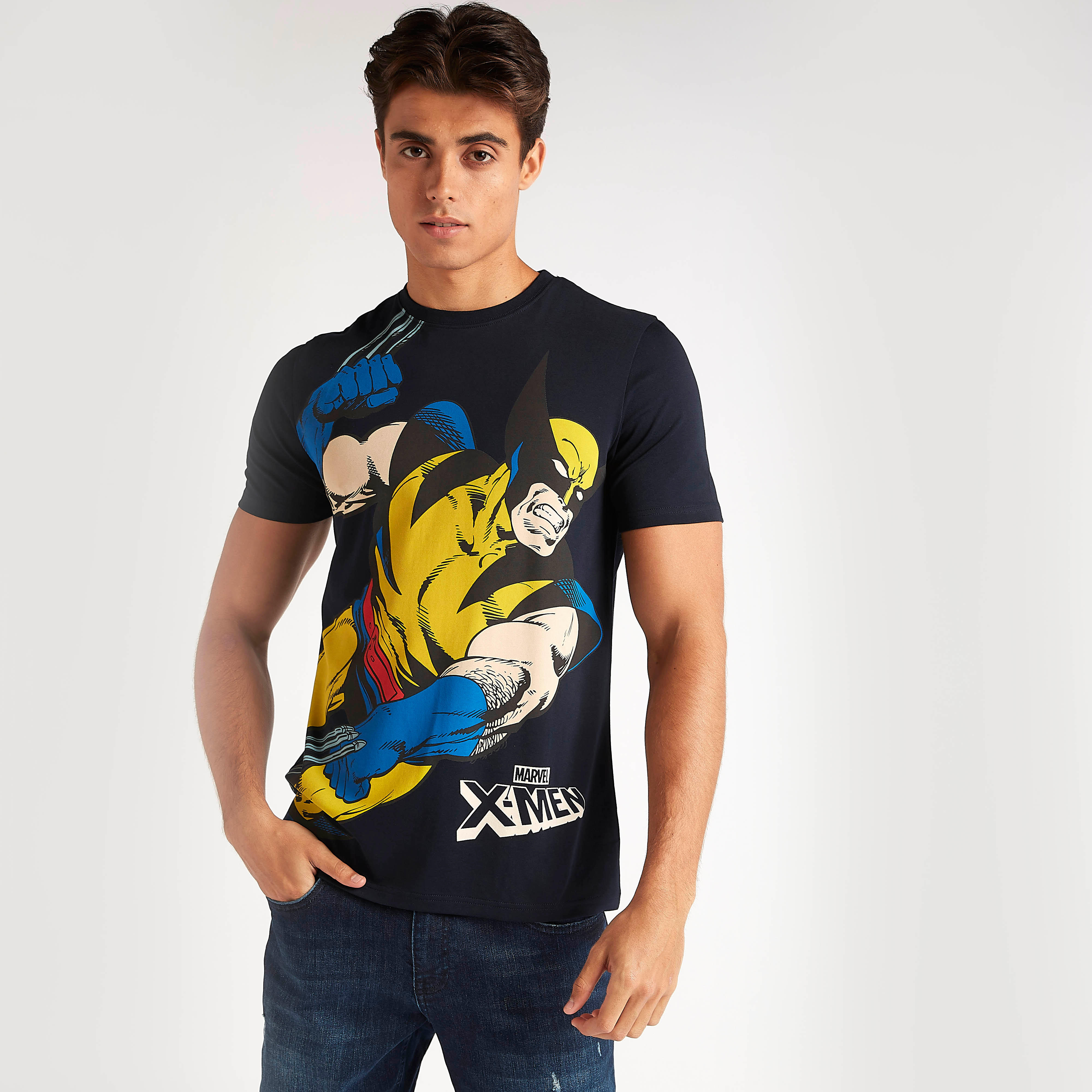 تيشيرت بياقة ضيّقة وأكمام قصيرة وطبعات اكس مان-men-clothing-tshirtsandpolos-tshirts-image-1