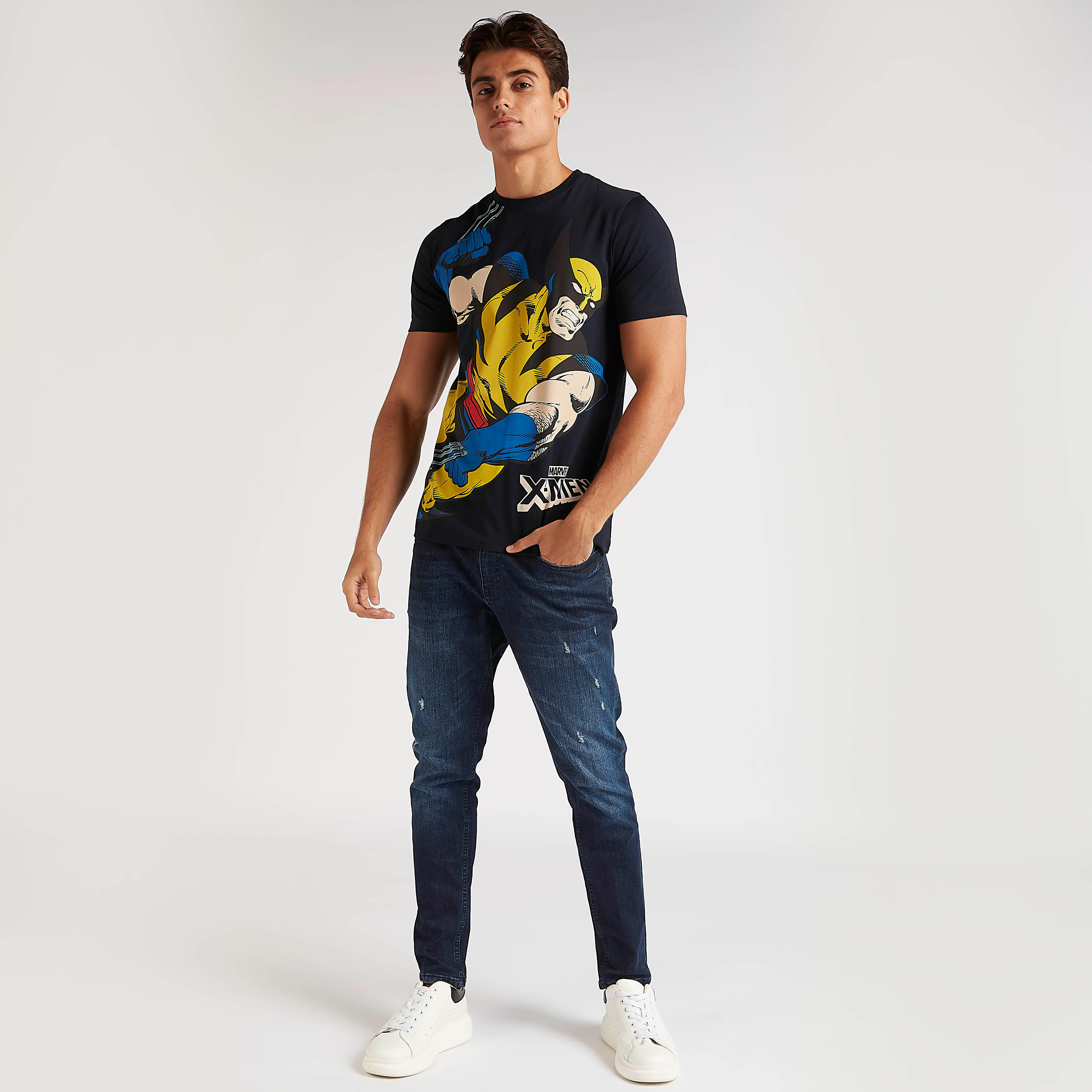 تيشيرت بياقة ضيّقة وأكمام قصيرة وطبعات اكس مان-men-clothing-tshirtsandpolos-tshirts-image-2