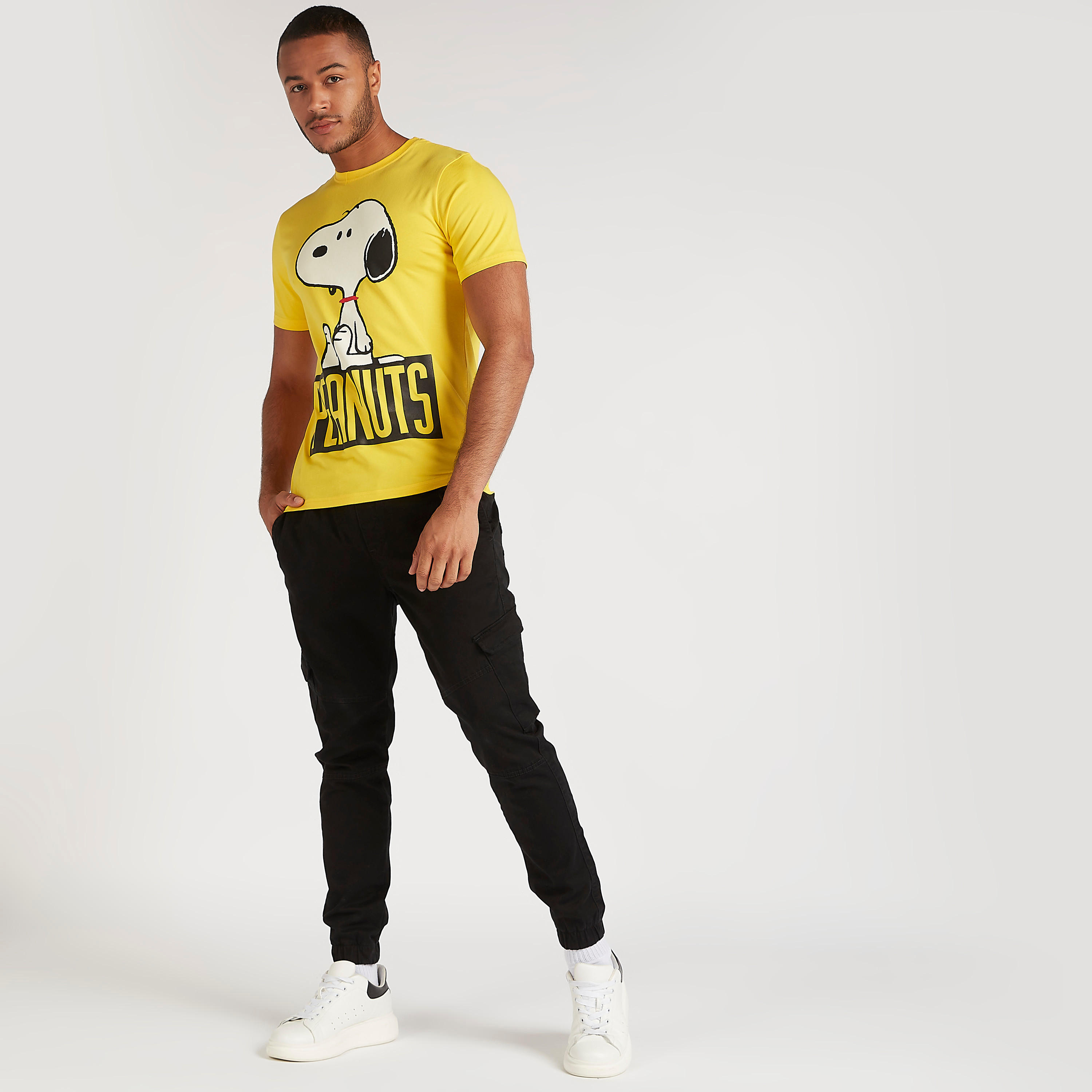 Peanuts Print Crew Neck T-shirt with Short Sleeves-men-clothing-tshirtsandpolos-tshirts-image-2