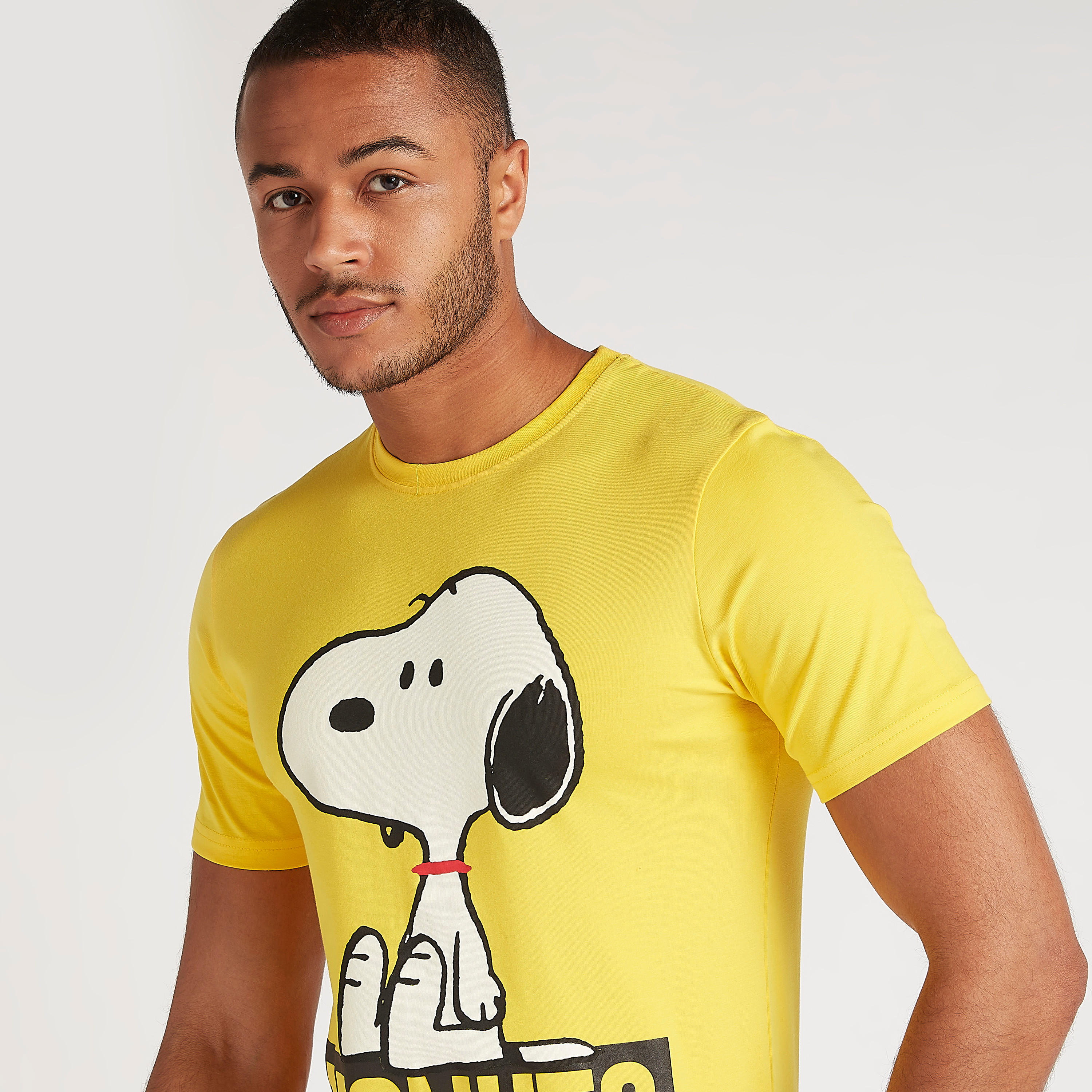 Peanuts Print Crew Neck T-shirt with Short Sleeves-men-clothing-tshirtsandpolos-tshirts-image-3