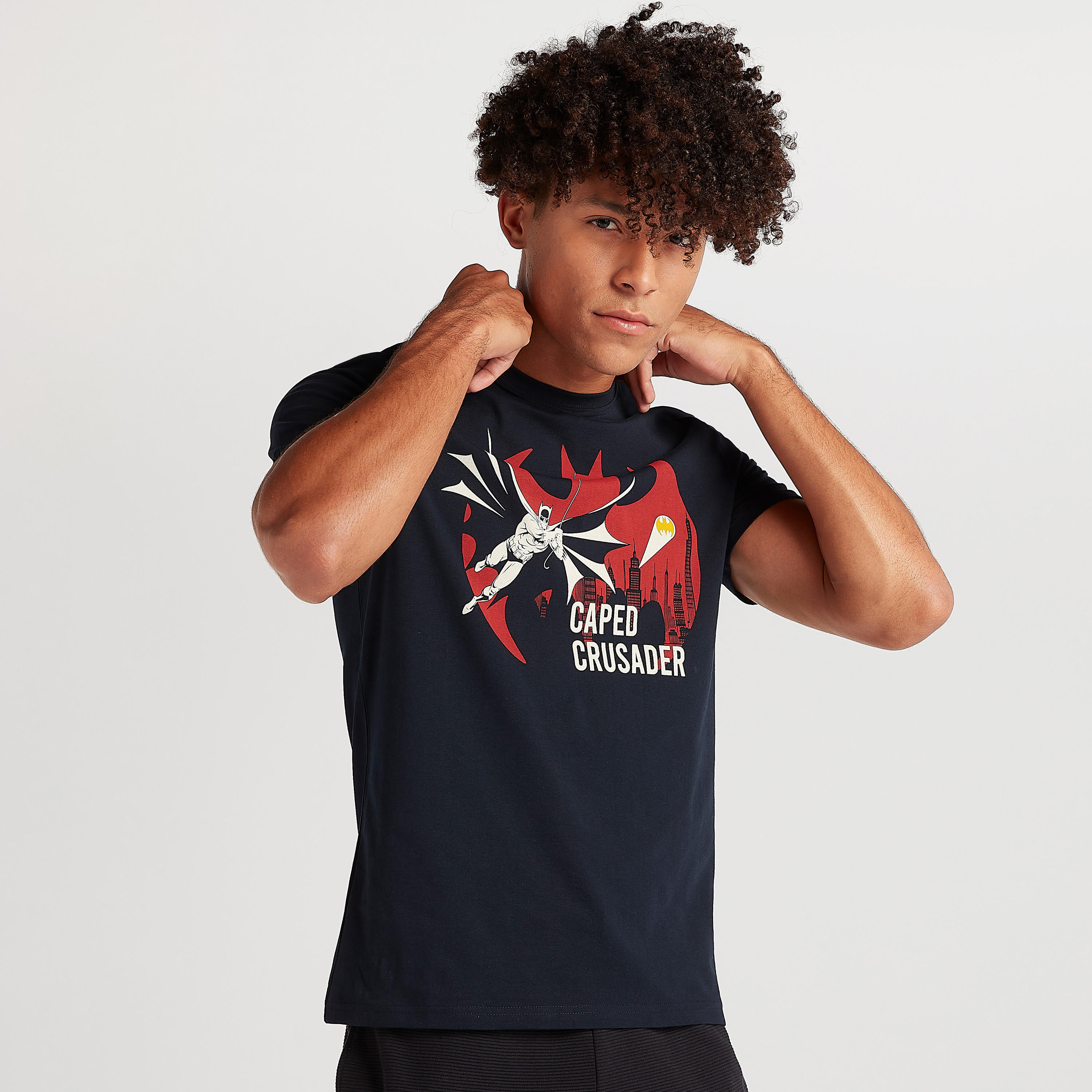 Batman Print T-shirt with Crew Neck and Short Sleeves-men-clothing-tshirtsandpolos-tshirts-image-1