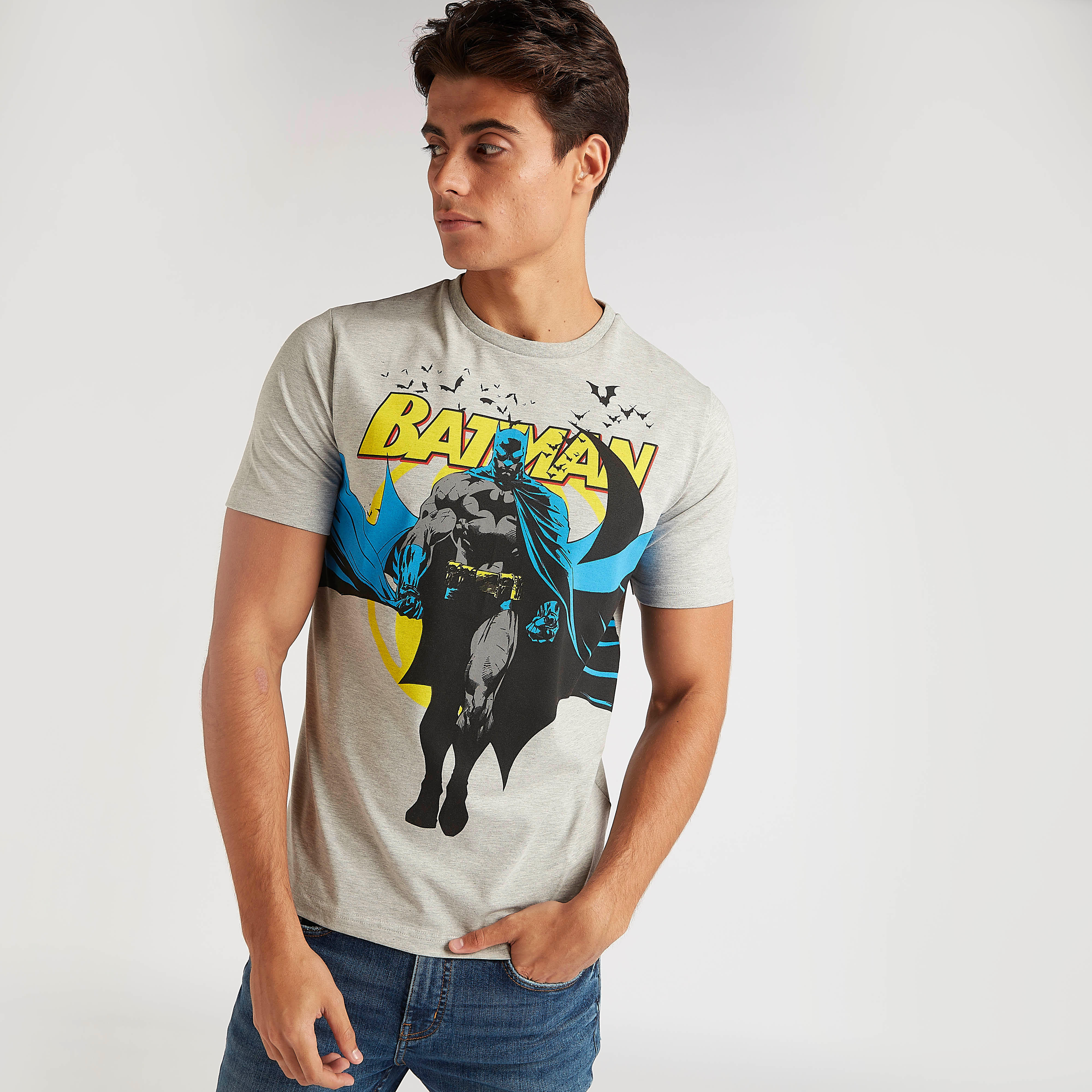 Batman Print T-shirt with Short Sleeves and Crew Neck-men-clothing-tshirtsandpolos-tshirts-image-1