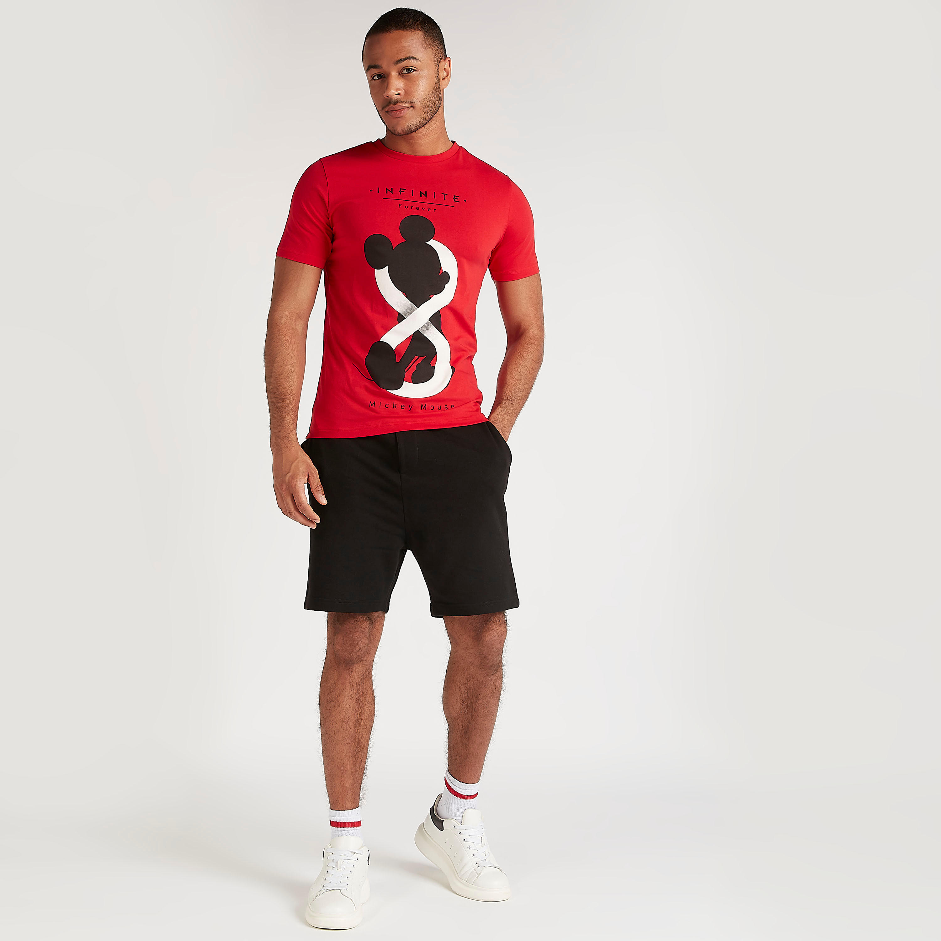 Mickey Mouse Print Crew Neck T-shirt with Short Sleeves-men-clothing-tshirtsandpolos-tshirts-image-2