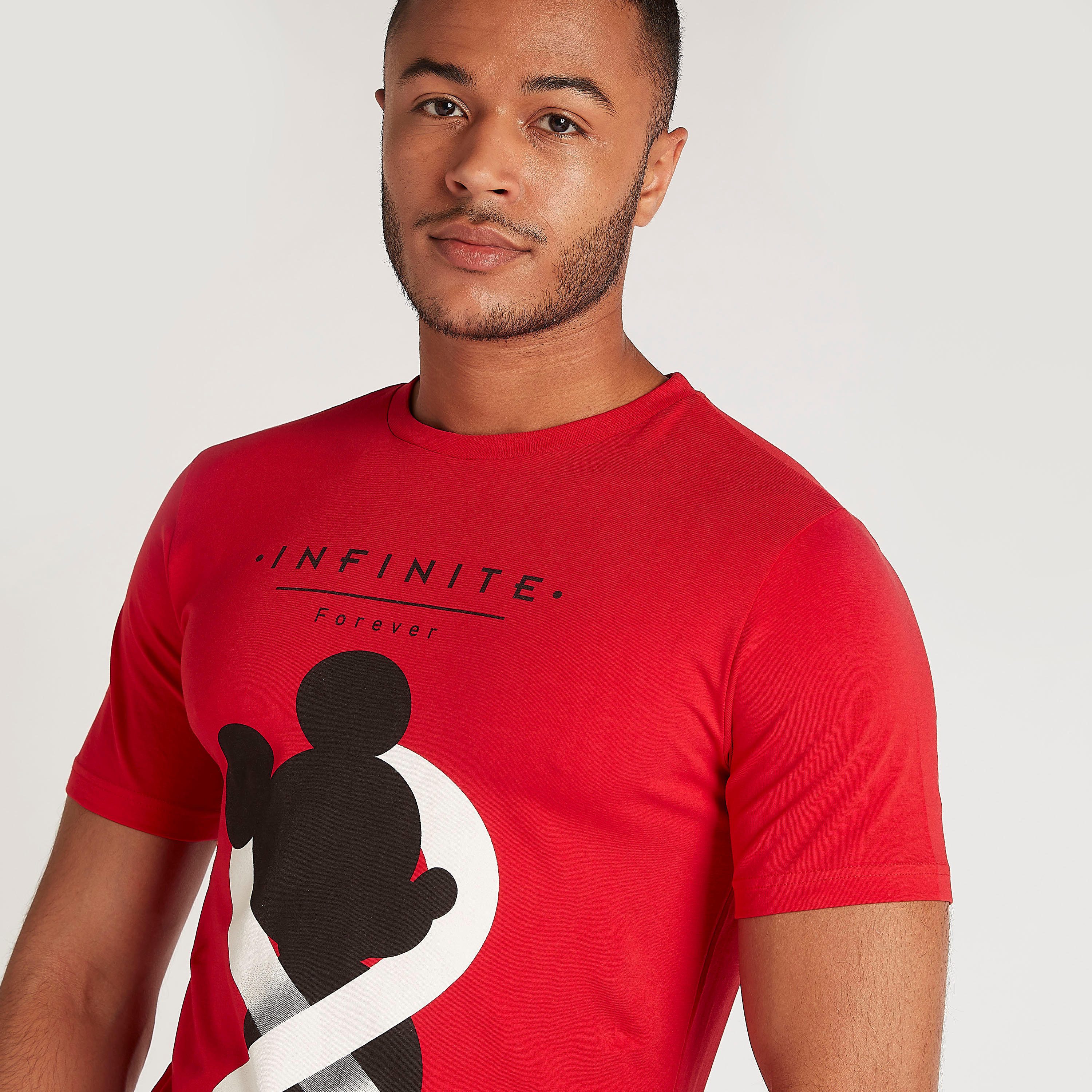 Mickey Mouse Print Crew Neck T-shirt with Short Sleeves-men-clothing-tshirtsandpolos-tshirts-image-3