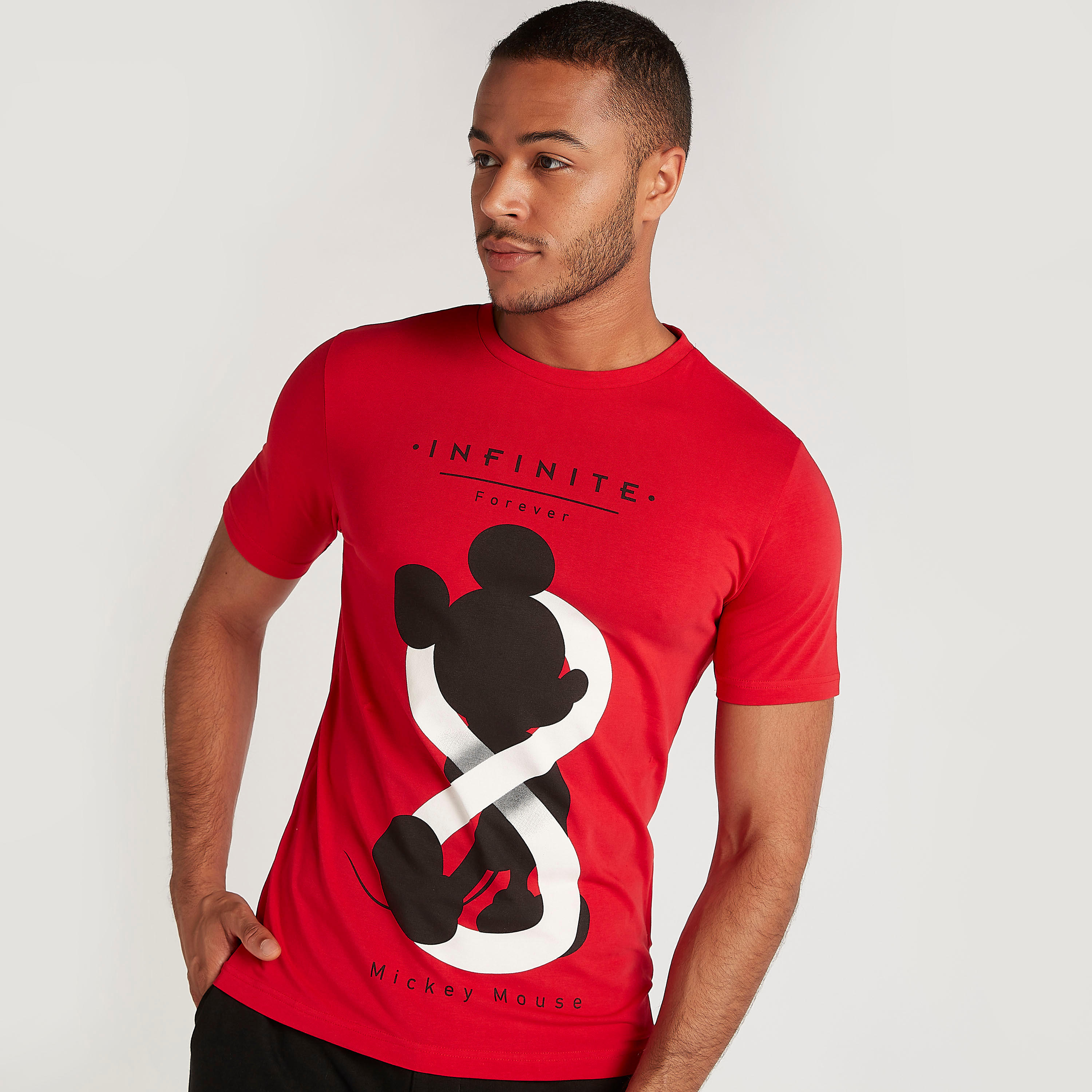 Mickey Mouse Print Crew Neck T-shirt with Short Sleeves-men-clothing-tshirtsandpolos-tshirts-image-5