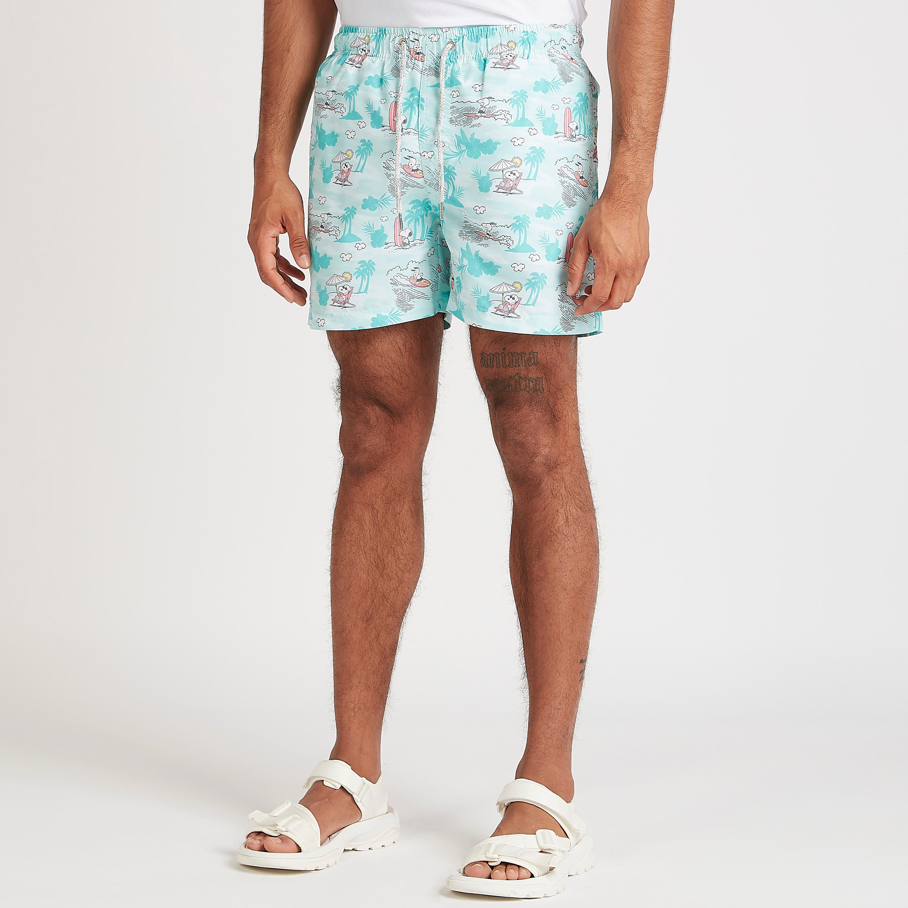Printed Mid-Rise Shorts with Drawstring Closure-men-clothing-bottoms-shorts-image-1