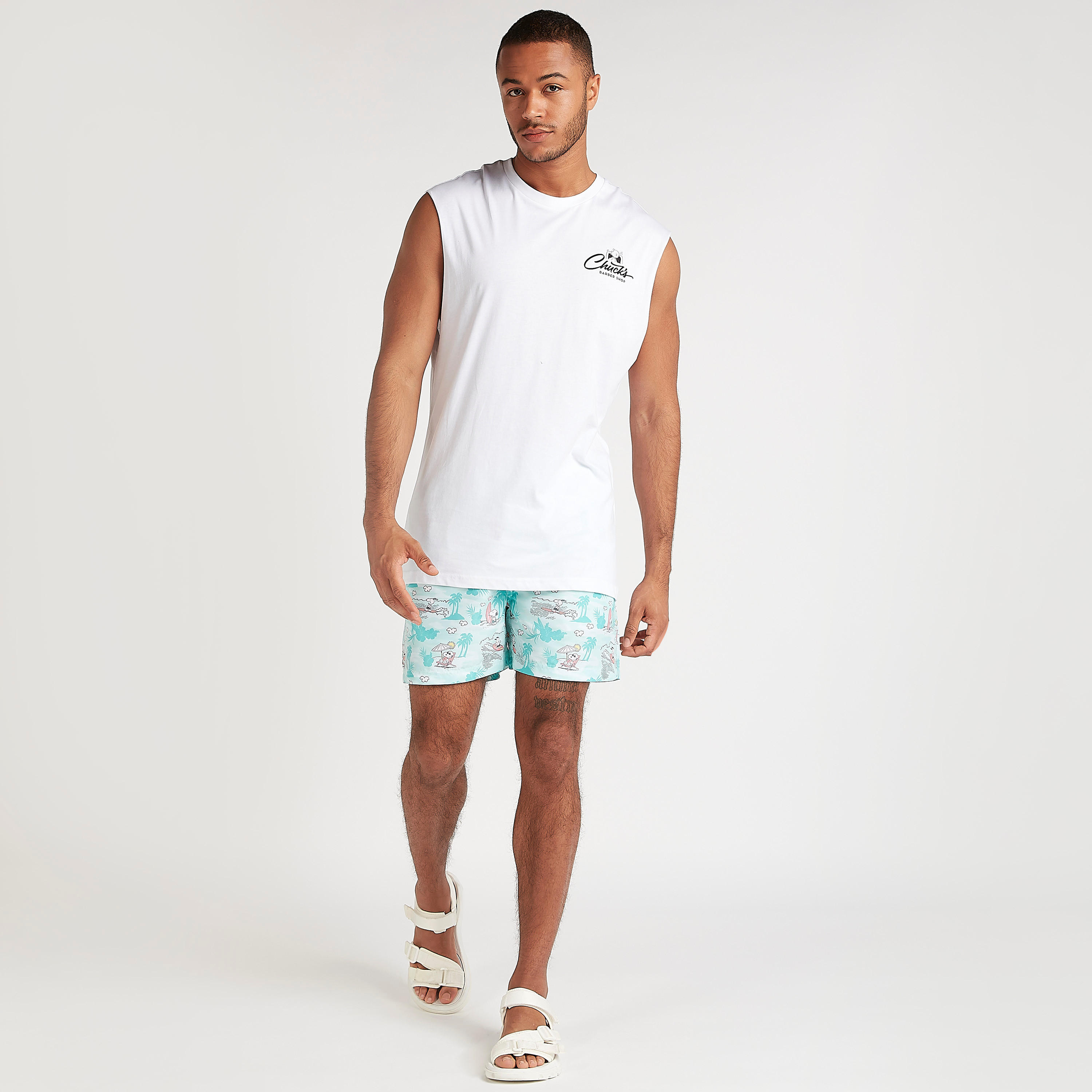 Printed Mid-Rise Shorts with Drawstring Closure-men-clothing-bottoms-shorts-image-2