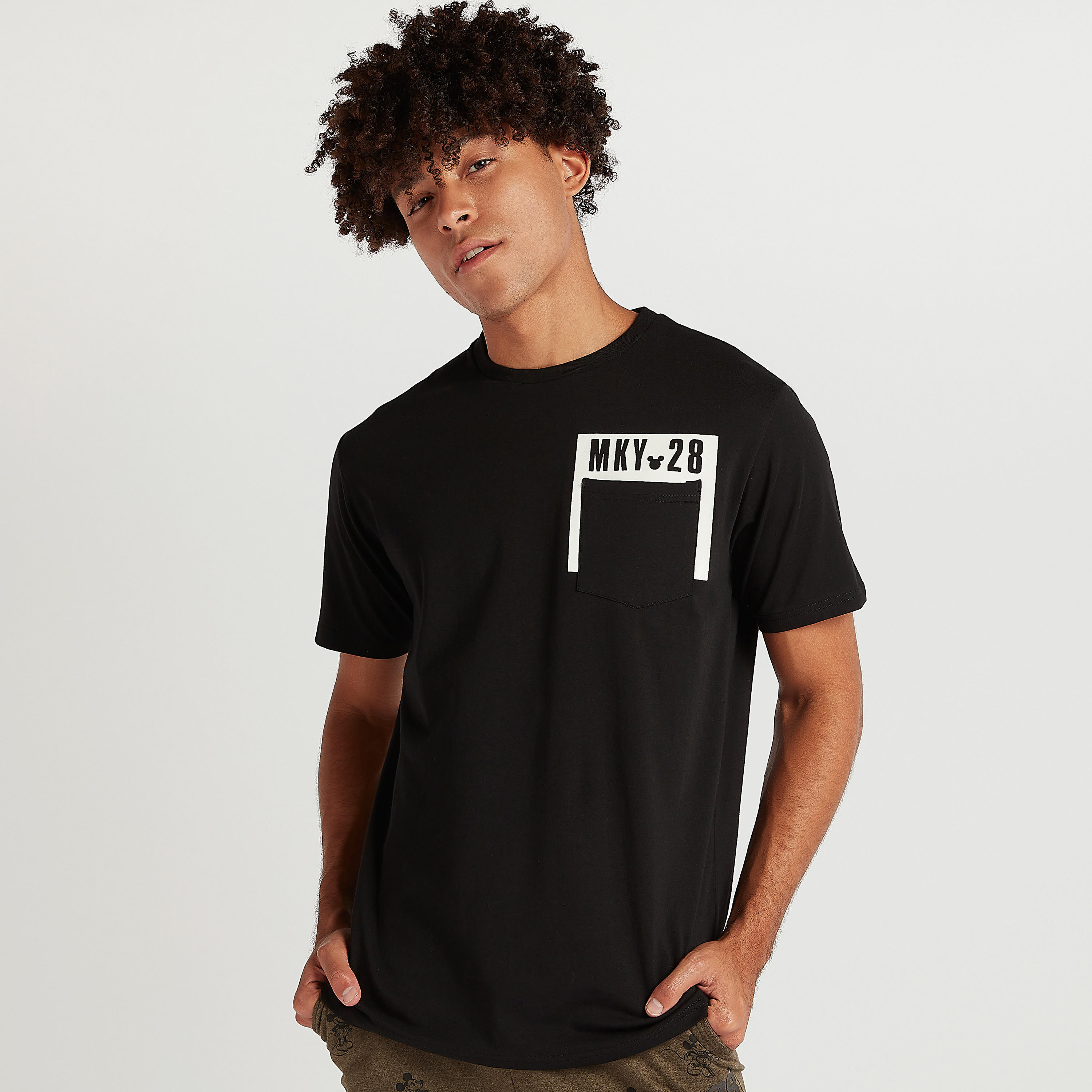 Mickey Mouse Print Crew Neck T-shirt and Short Sleeves-men-clothing-tshirtsandpolos-tshirts-image-1