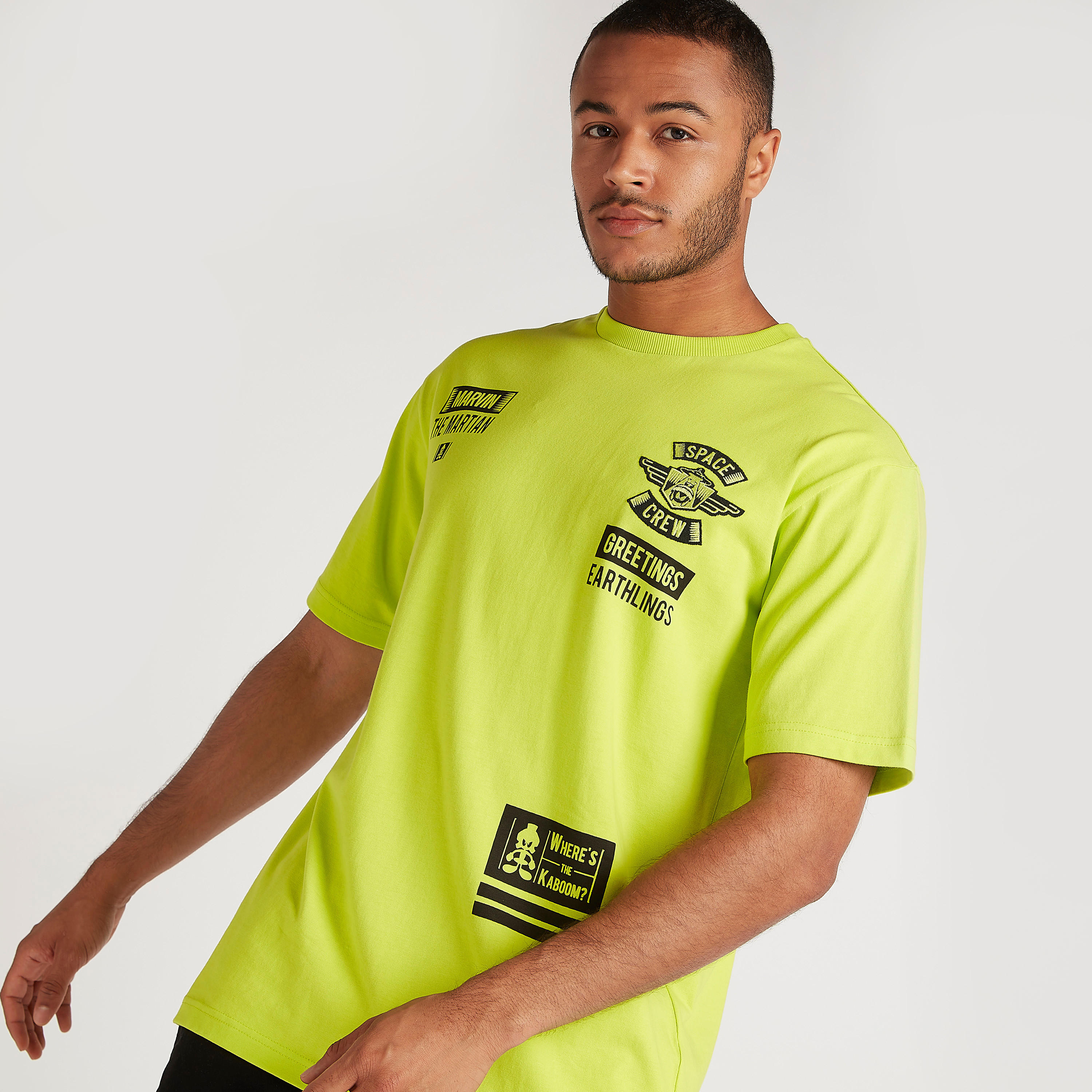 Marvin Print Crew Neck T-shirt with Short Sleeves-men-clothing-tshirtsandpolos-tshirts-image-1