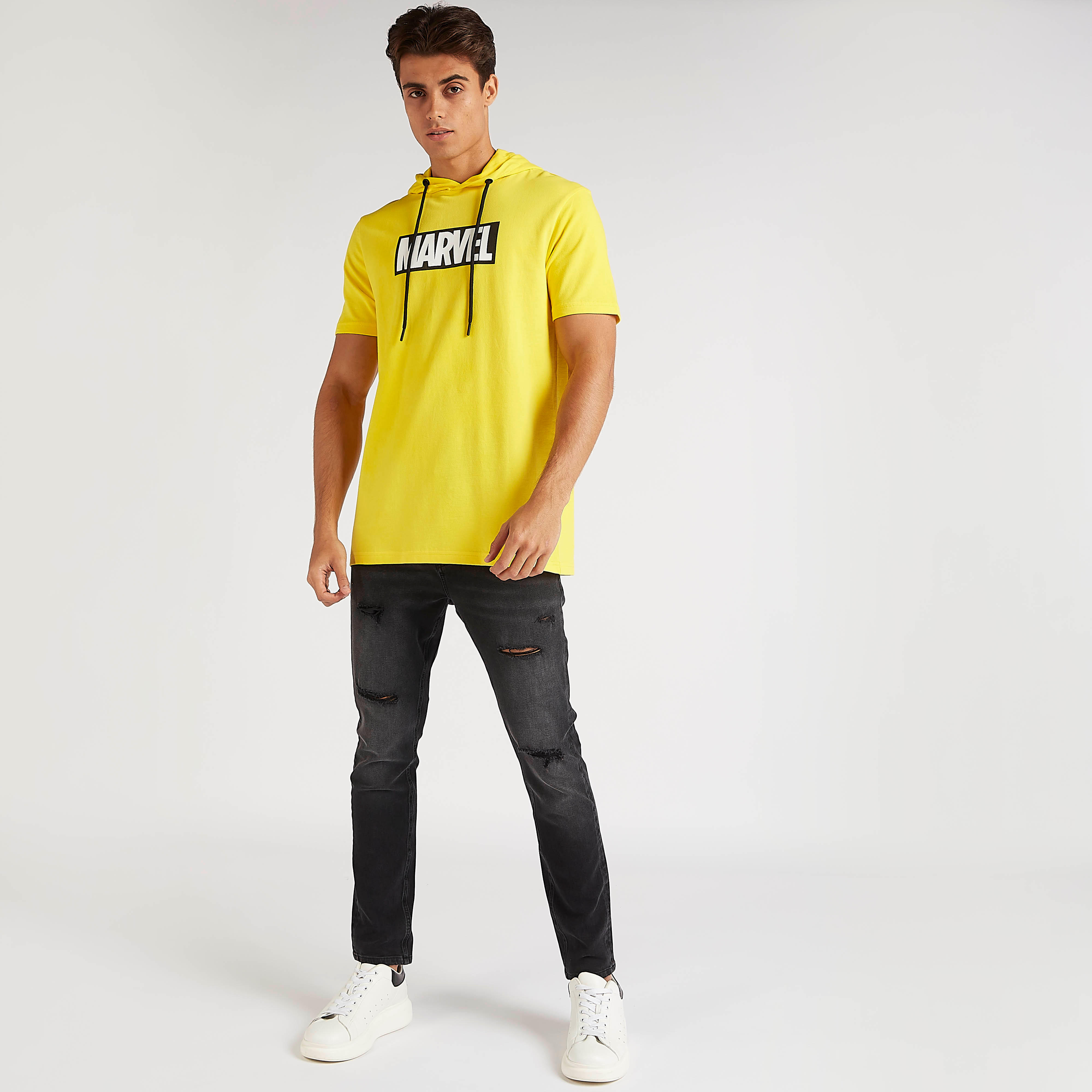 Marvel Print Hooded T-shirt with Short Sleeves-men-clothing-tshirtsandpolos-tshirts-image-2