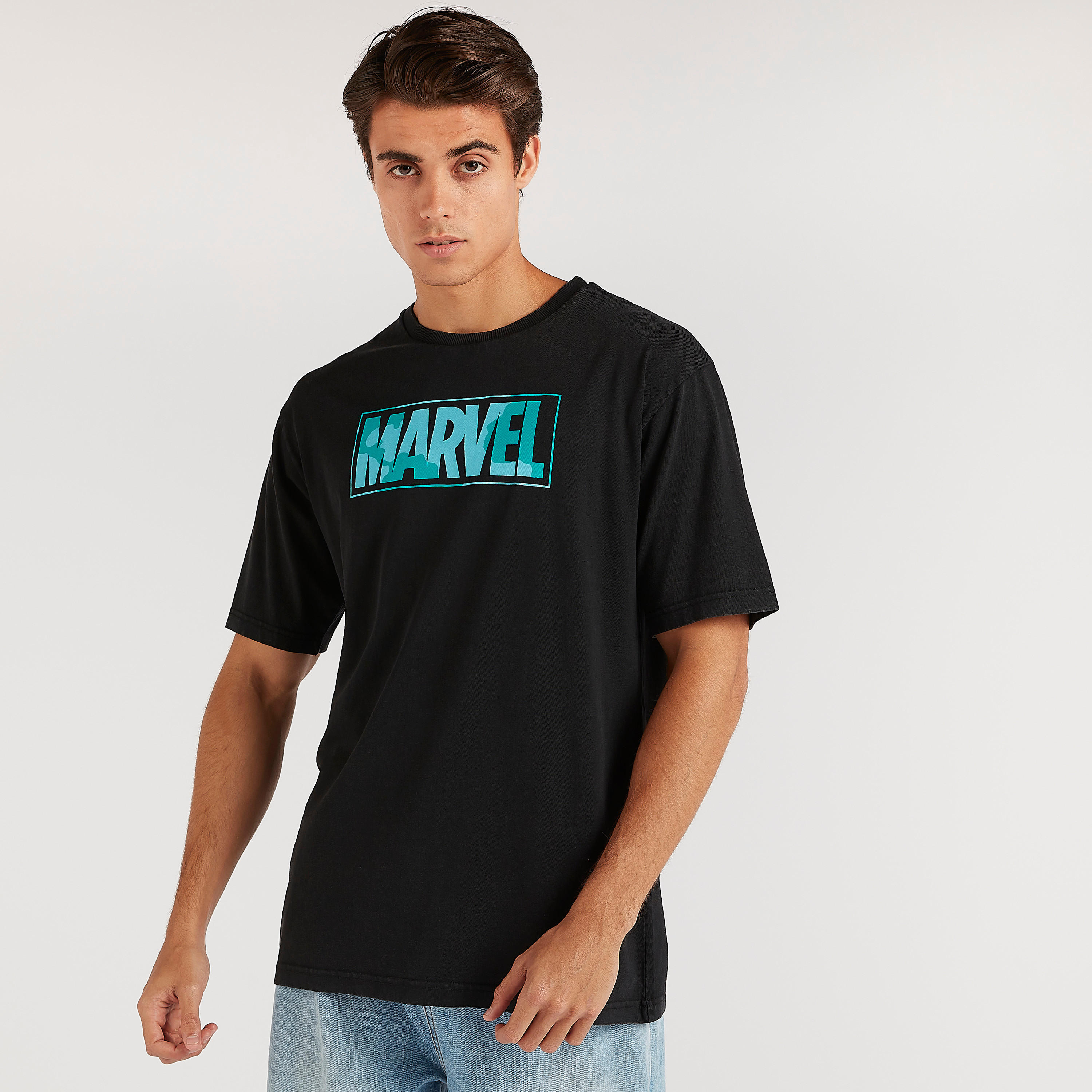 Marvel Print Crew Neck T-shirt with Short Sleeves-men-clothing-tshirtsandpolos-tshirts-image-1