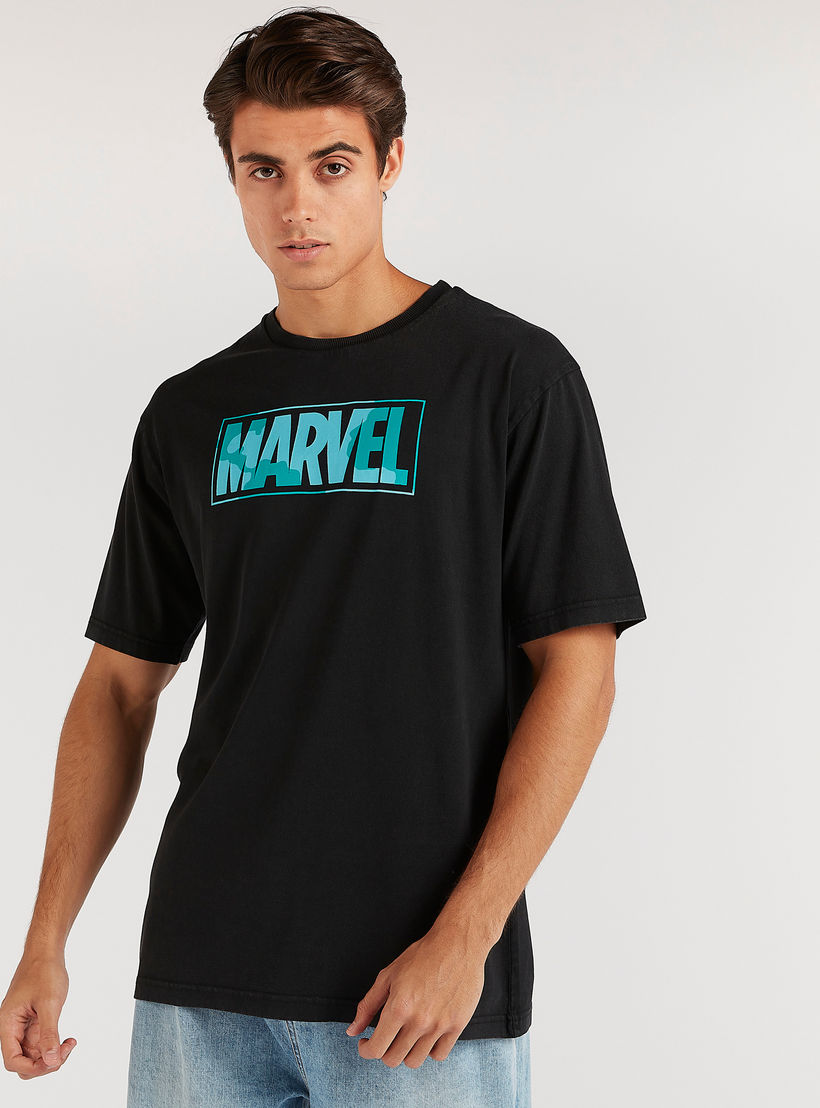Marvel Print Crew Neck T-shirt with Short Sleeves-men-clothing-tshirtsandpolos-tshirts-image-1
