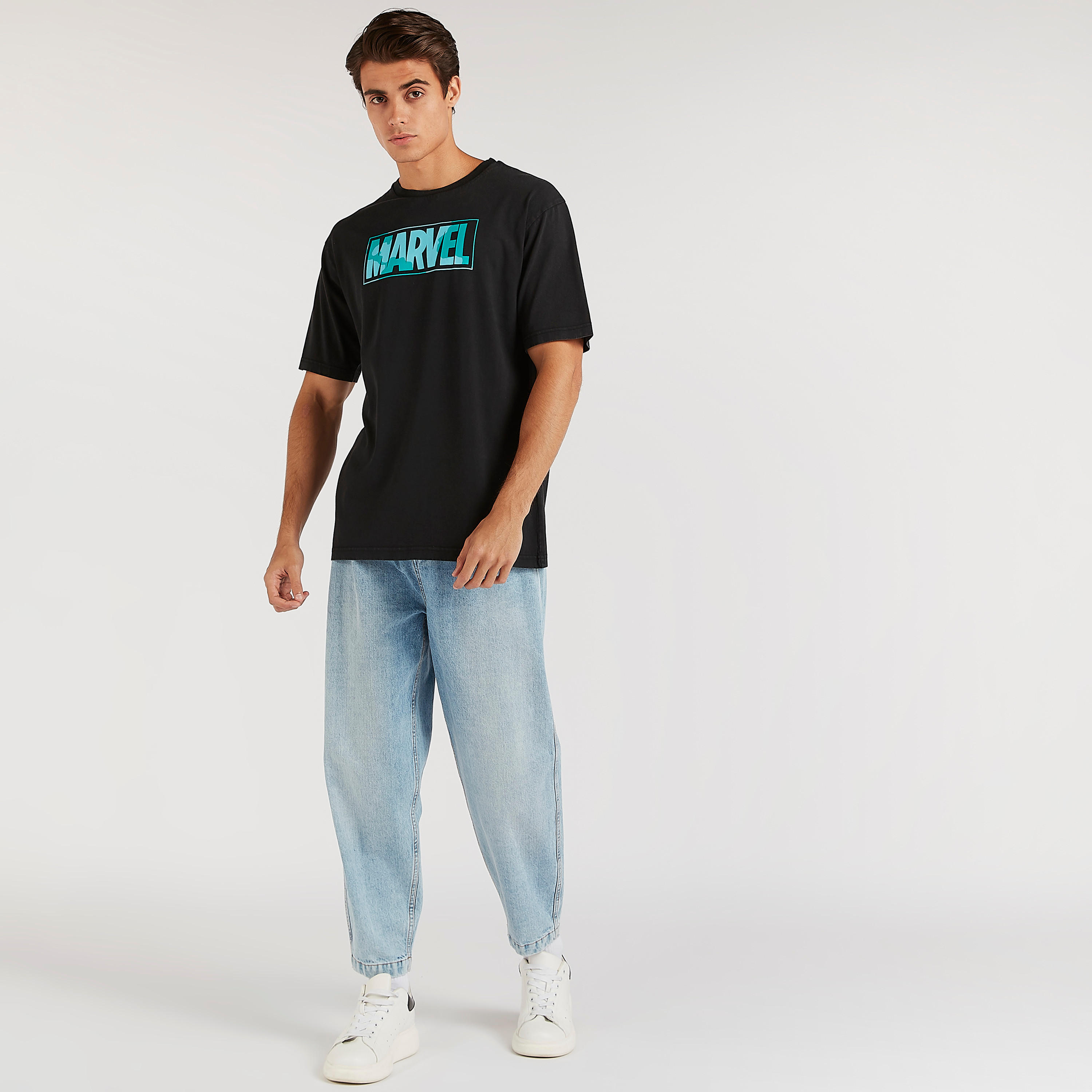 Marvel Print Crew Neck T-shirt with Short Sleeves-men-clothing-tshirtsandpolos-tshirts-image-3