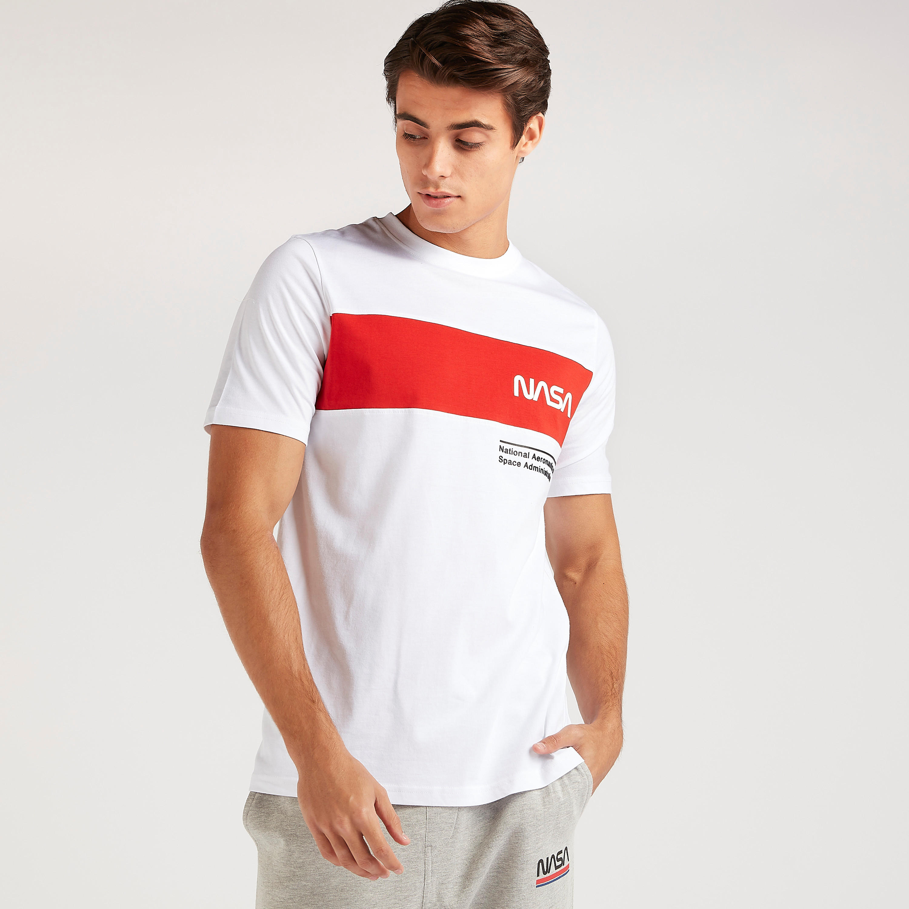 NASA Print Crew Neck T-shirt with Short Sleeves-men-clothing-tshirtsandpolos-tshirts-image-1