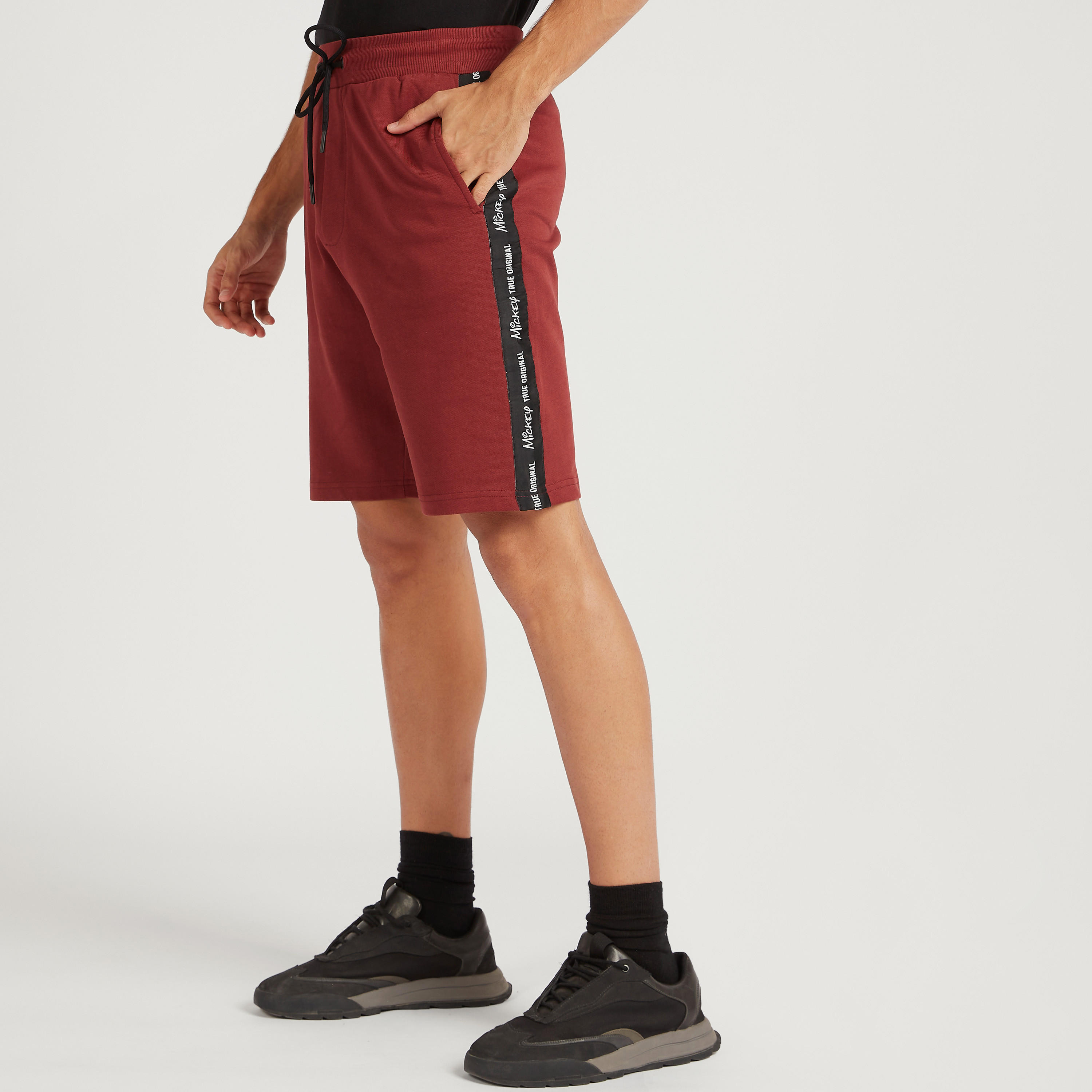 Mickey Mouse Print Shorts with Drawstring Closure and Pockets-men-clothing-bottoms-shorts-image-1