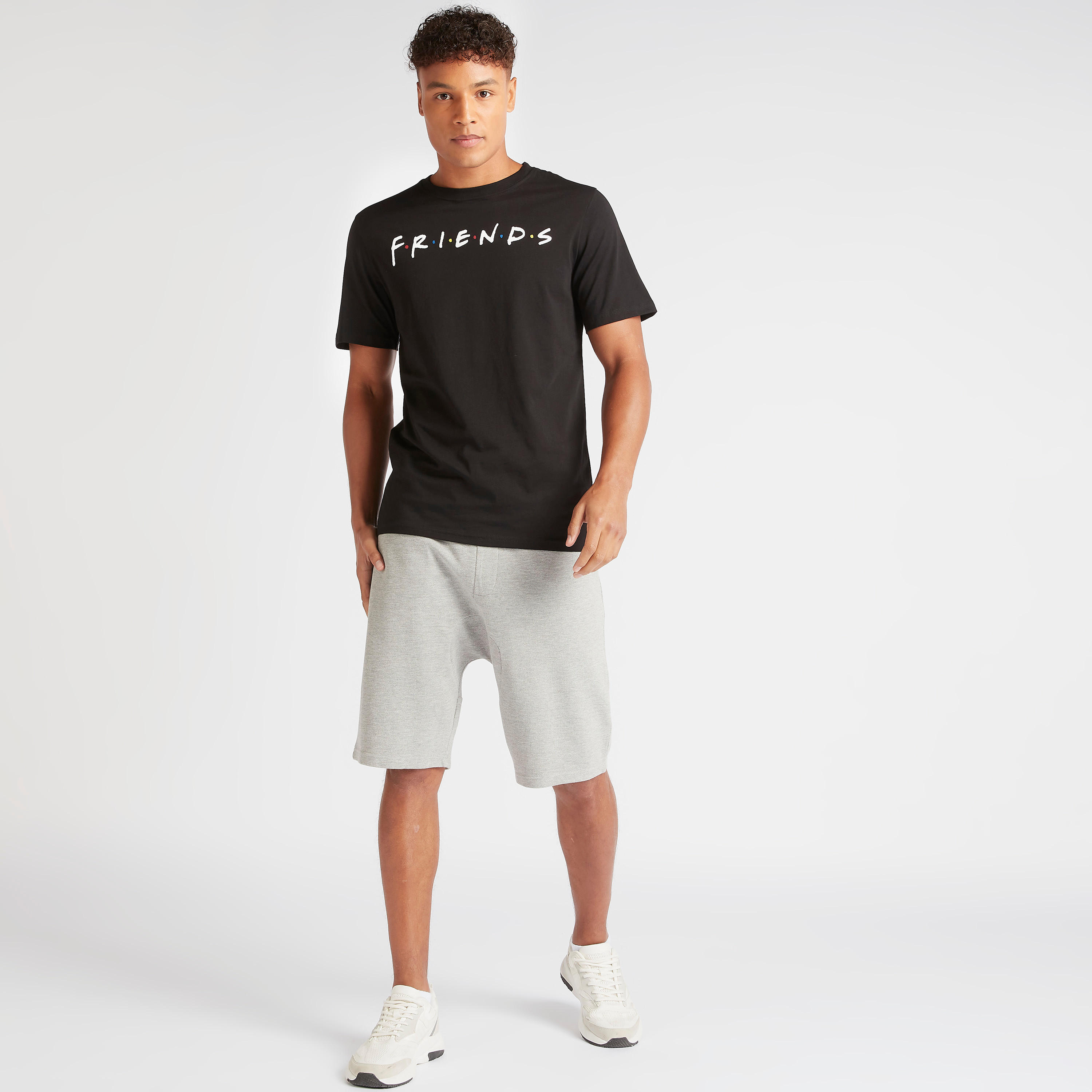 Friends Print T-shirt with Crew Neck and Short Sleeves-men-clothing-tshirtsandpolos-tshirts-image-2